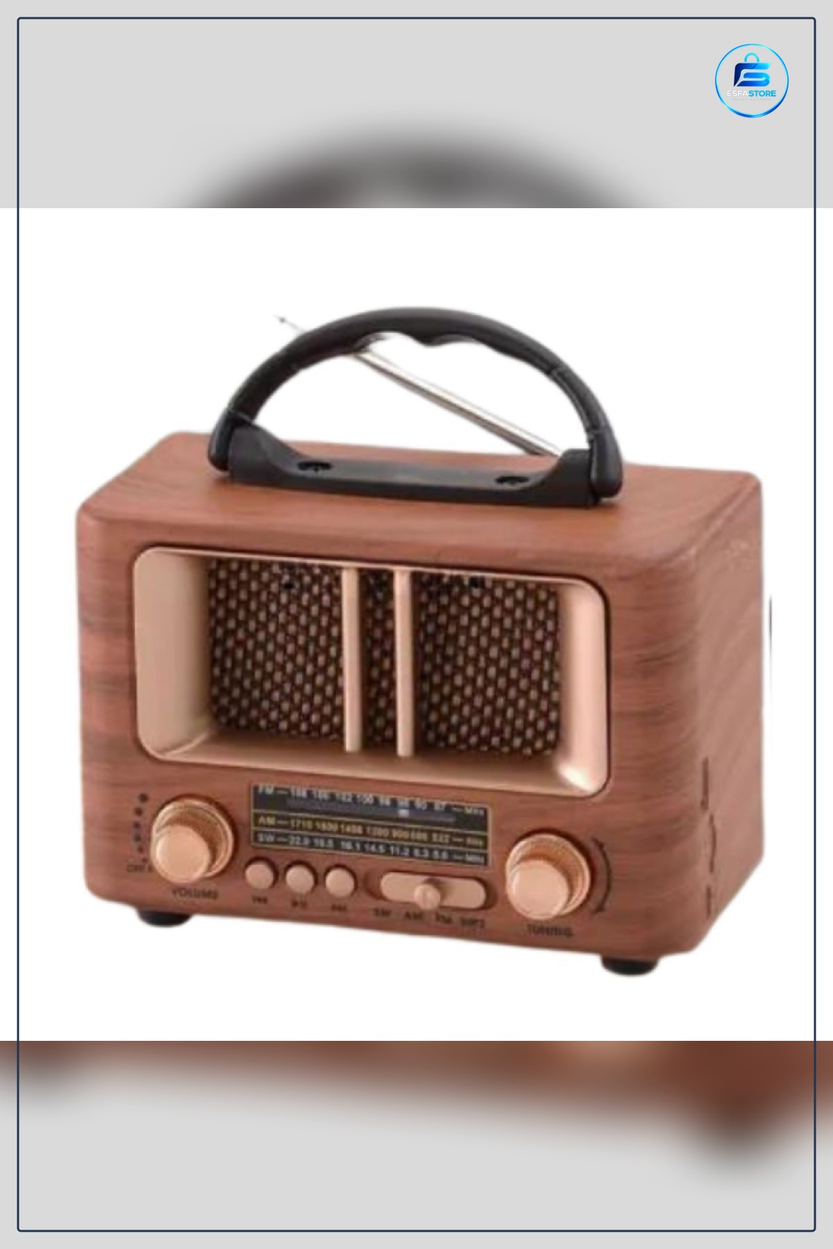 Mini Boy Retro Ahşap Görünümlü Bluetooth Hoparlörlü Taşınabilir Şarjlı FM AM Radyo Hediyelik