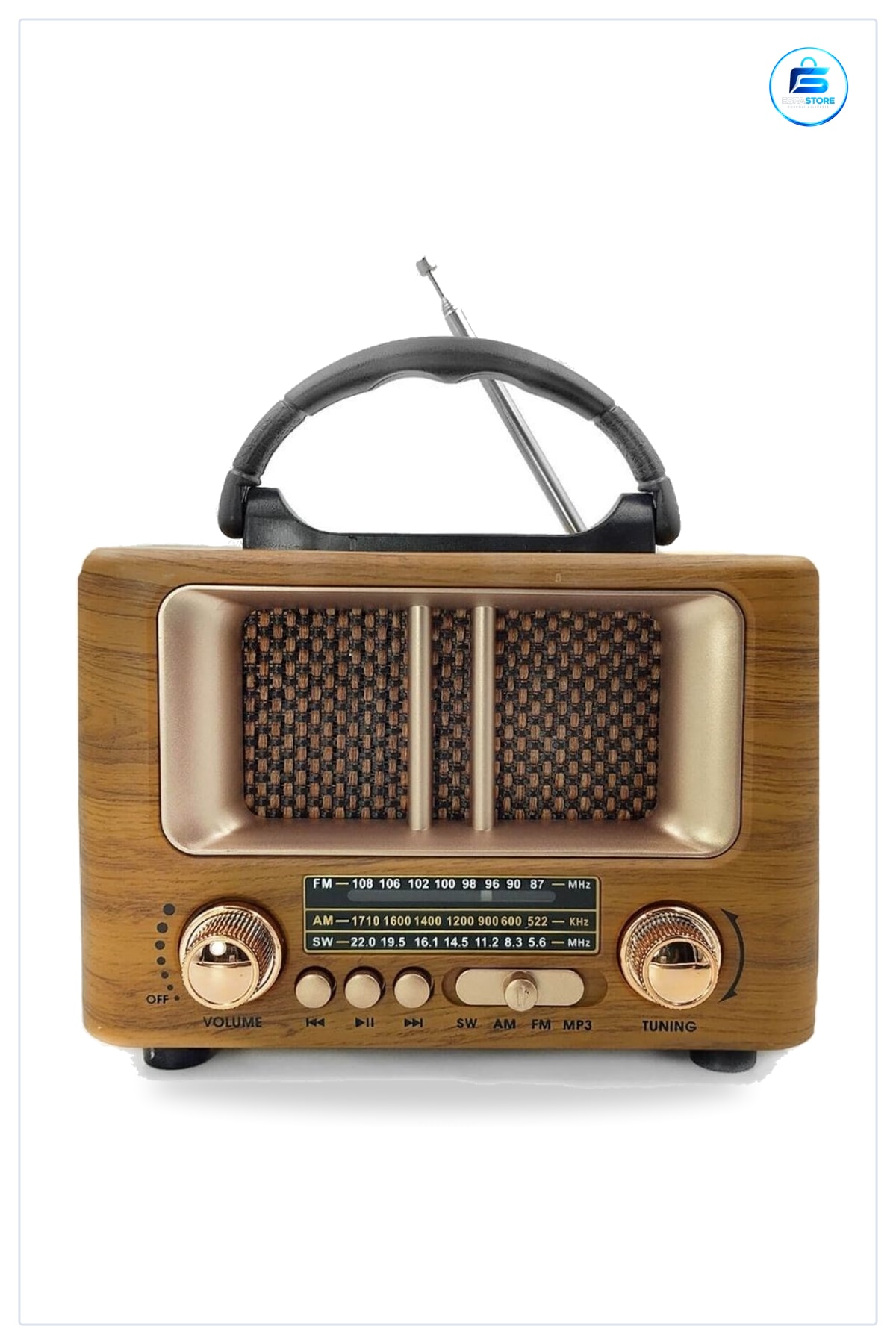 Mini Boy Retro Ahşap Görünümlü Bluetooth Hoparlörlü Taşınabilir Şarjlı FM AM Radyo Hediyelik