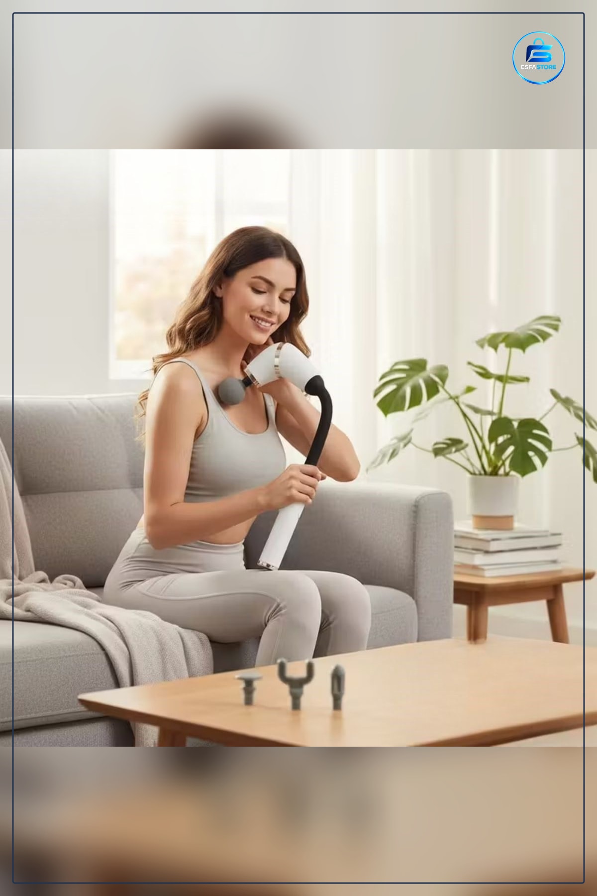 Masaj Tabancası Uzun Saplı Derin Doku Boyun Omuz ve Sırt İçin Ergonomik Şarjlı Taşınabilir Aleti