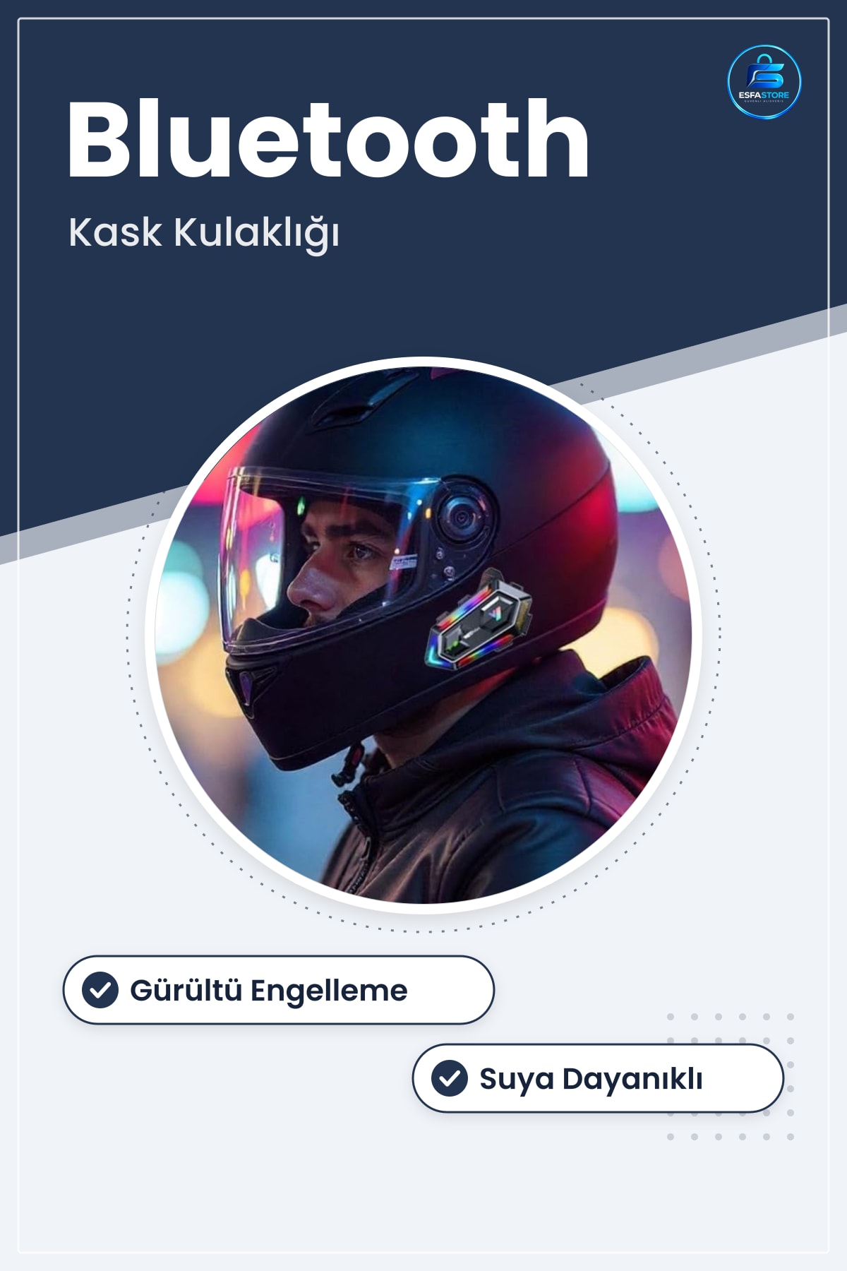 Motosiklet Kask Kulaklığı Kablosuz Bluetooth Gürültü Engelleme Özellikli Suya Dayanıklı Pratik