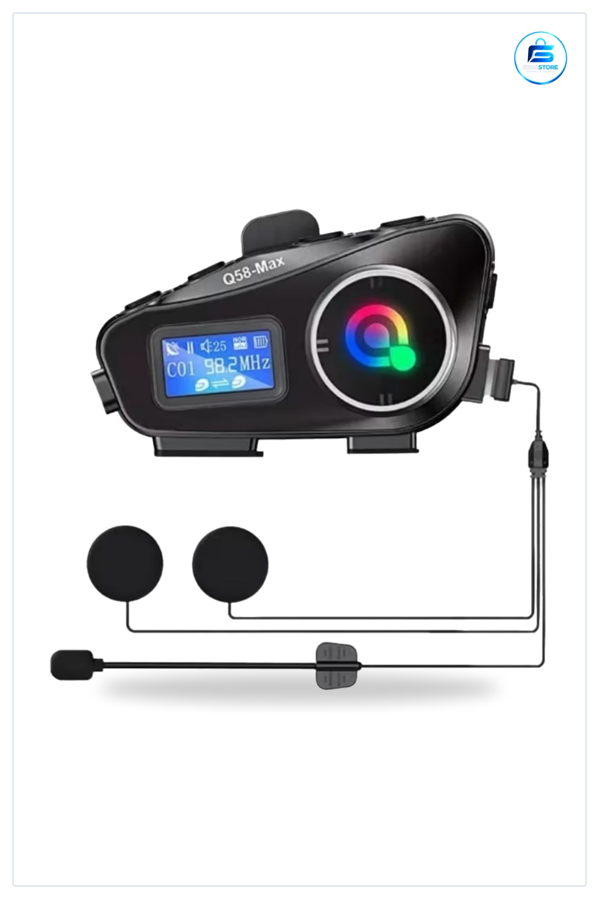 Motosiklet Kask Kulaklığı Kablosuz Bluetooth LCD Ekranlı SD Kart Fener Suya Dayanıklı Pratik