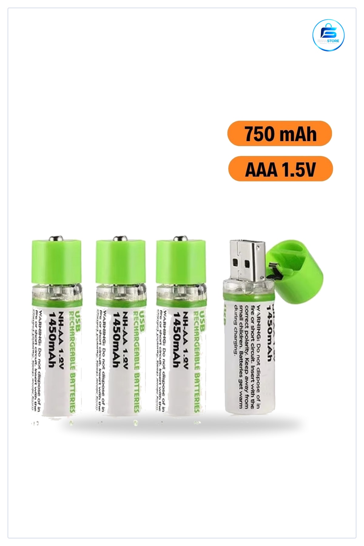 USB Şarjlı Kalem Pil 4lü Set Tekrar Şarj Edilebilir Lityum Batarya Uzun Ömürlü Dayanıklı