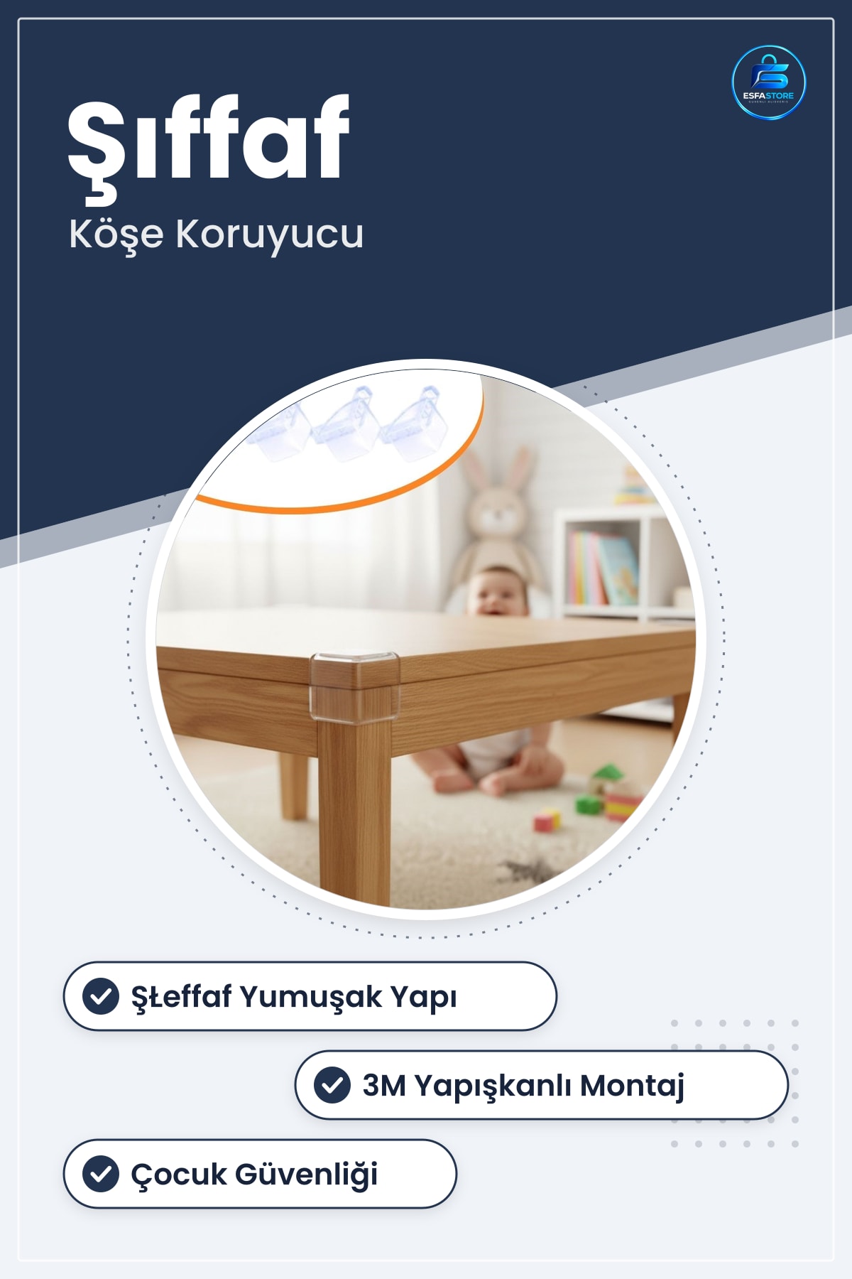 Masa Köşe Koruyucu Çocuk Güvenlik Aparatı Yumuşak Esnek Yapışkanlı Sehpa Dolap Mobilya Kenar