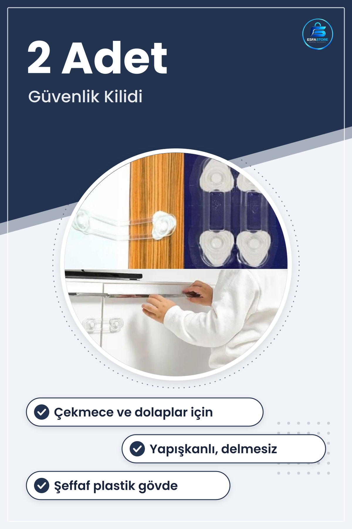 Çocuk Güvenlik Gereci Mini Çok Amaçlı Çekmece Dolap Buzdolabı Kapak Kilidi Yapışkanlı