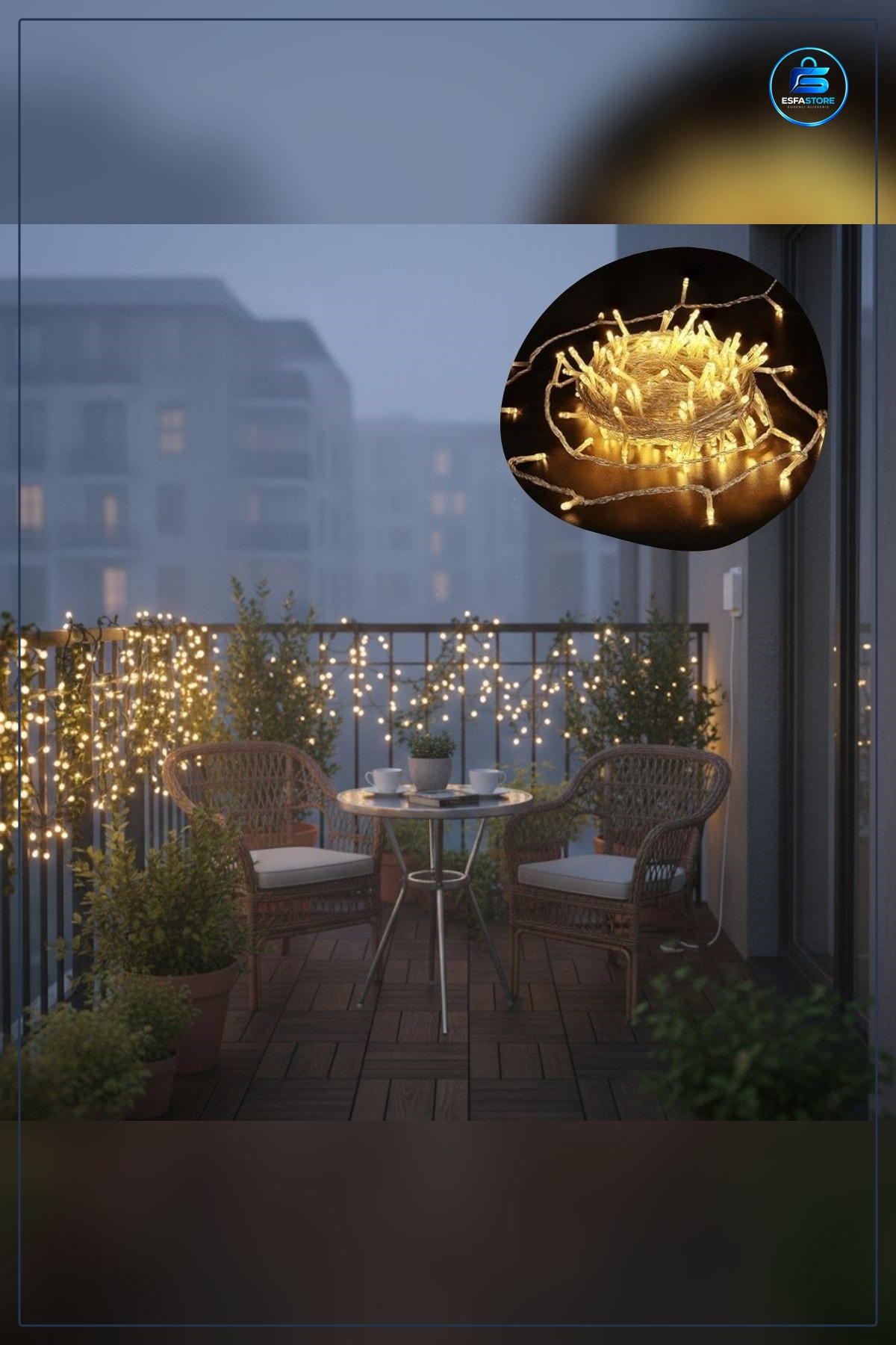 Boncuk Model Dekoratif Led Işık Dizisi Çok Modlu Eklenebilir Balkon Teras Yılbaşı Süslemesi
