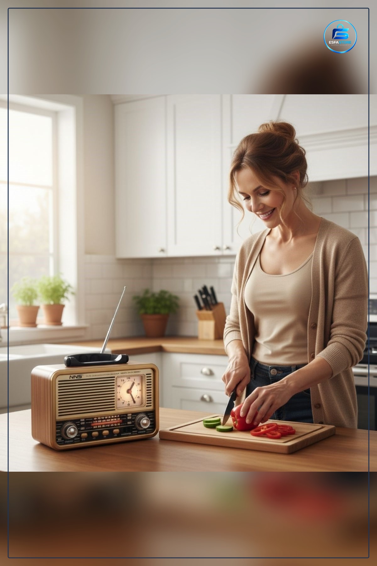 Retro Ahşap Tasarım Saat Göstergeli Bluetooth Hoparlörlü FM AM Radyo Şarjlı Taşınabilir Hediyelik