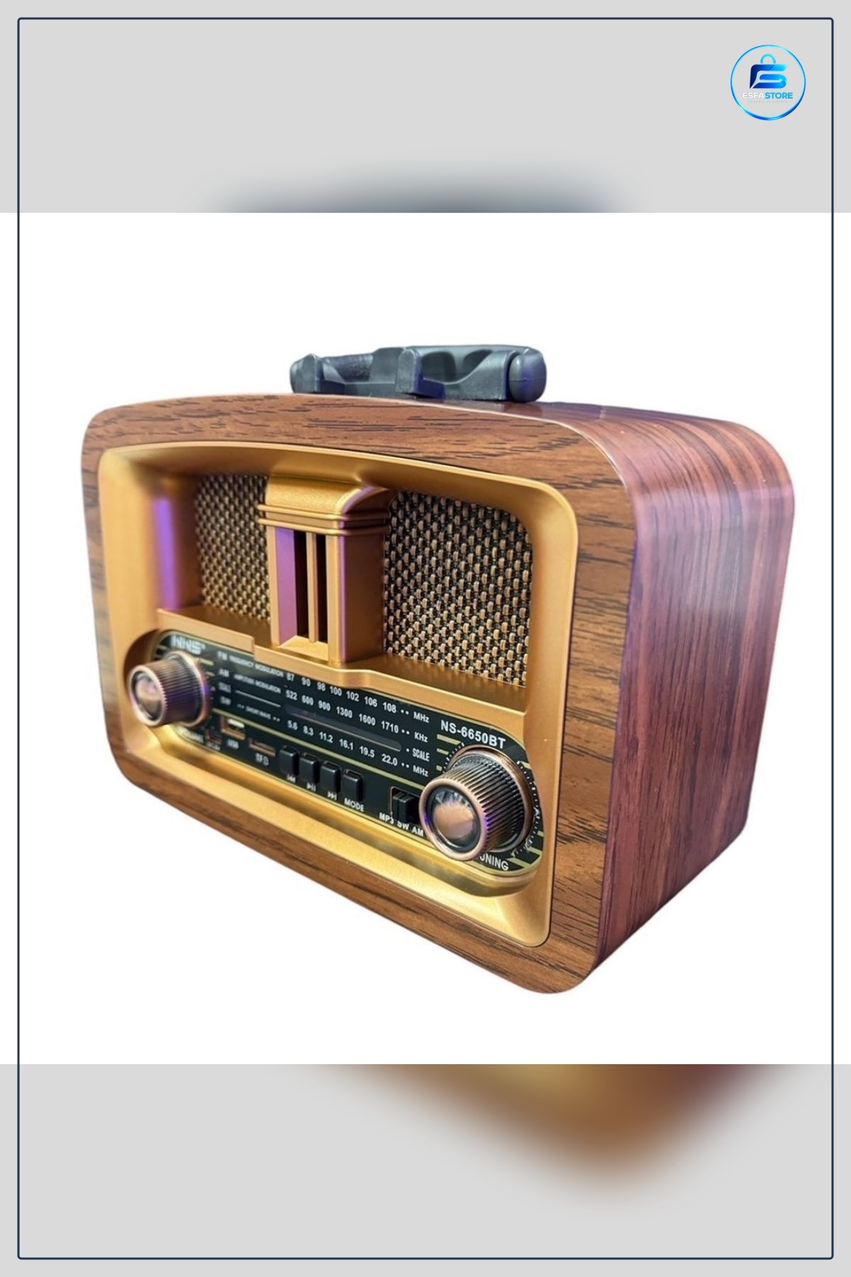 Retro Ev Radyosu Ahşap Görünümlü Bluetooth USB TF Kart Destekli Şarjlı AM FM SW Taşınabilir Radyo