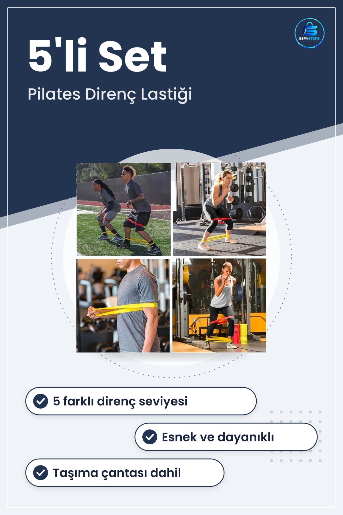 Pilates Fitness Crossfit Direnç Bandı Seti Taşıma Çantalı Kalça Bacak Egzersiz Lastиği Antrenman