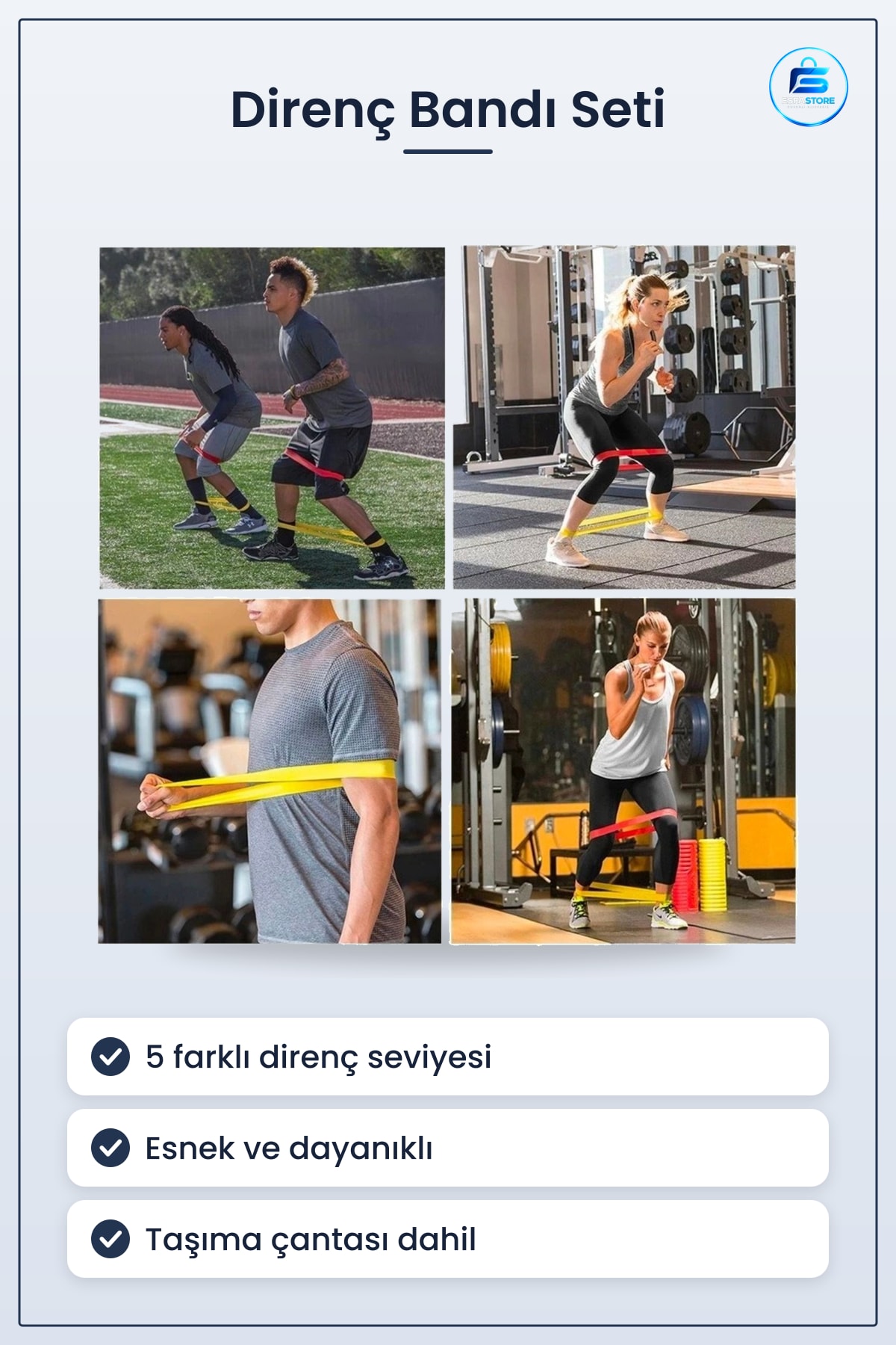 Pilates Fitness Crossfit Direnç Bandı Seti Taşıma Çantalı Kalça Bacak Egzersiz Lastиği Antrenman