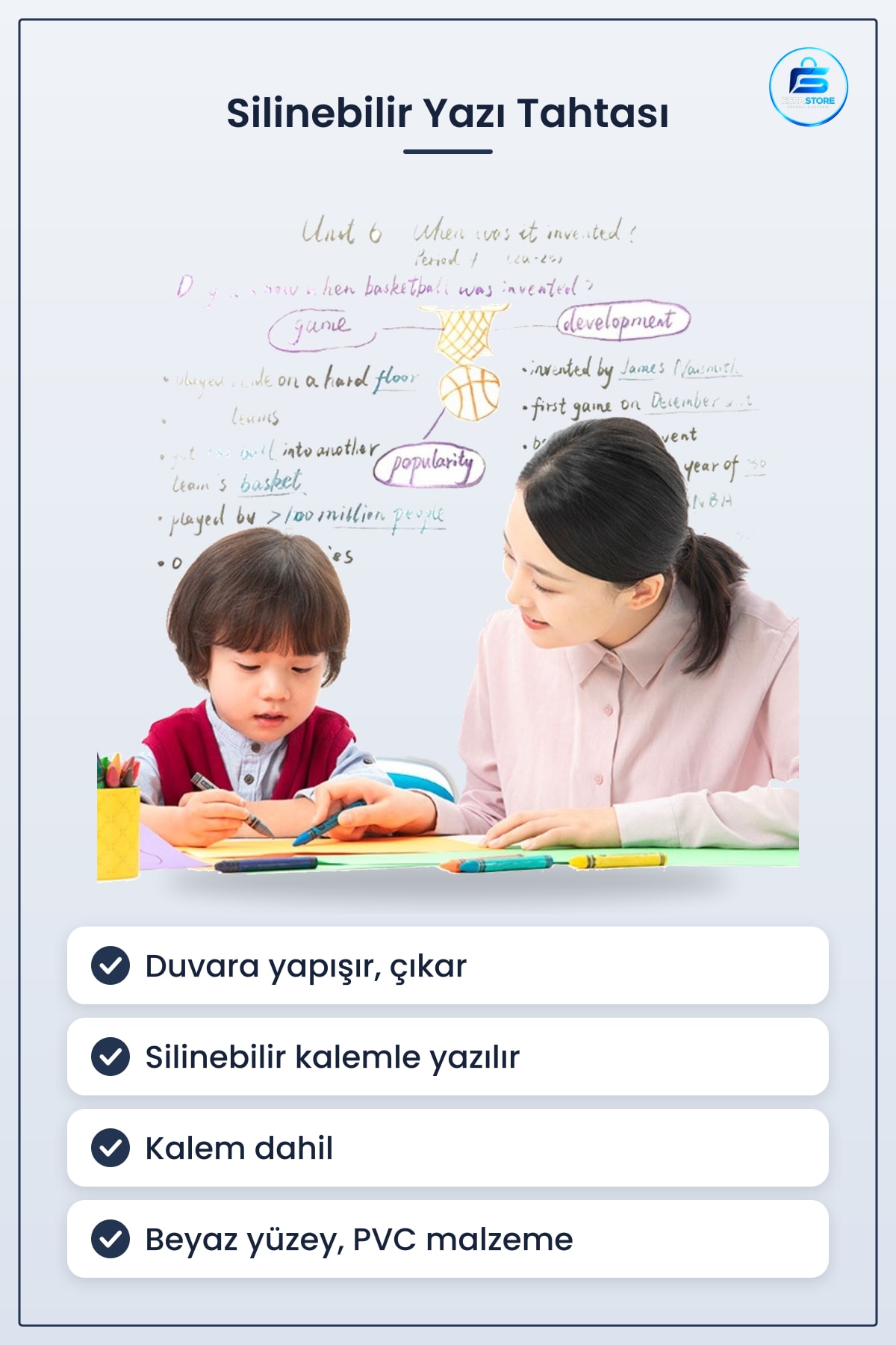 Silinebilir Kalemli Duvara Yapışabilen Yazı Tahtası Sticker Dayanıklı Ev Ofis Kullanımı