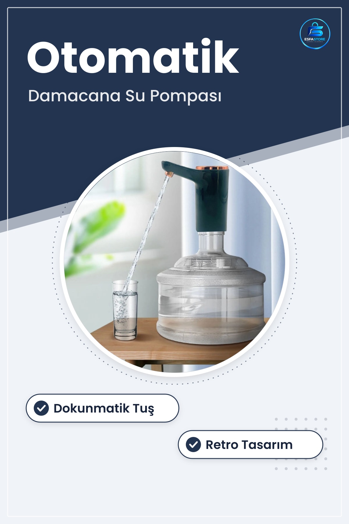 Otomatik Damacana Pompası Aparatı Retro Tasarım Pilli Kolay Kullanım Dayanıklı Plastik Pratik