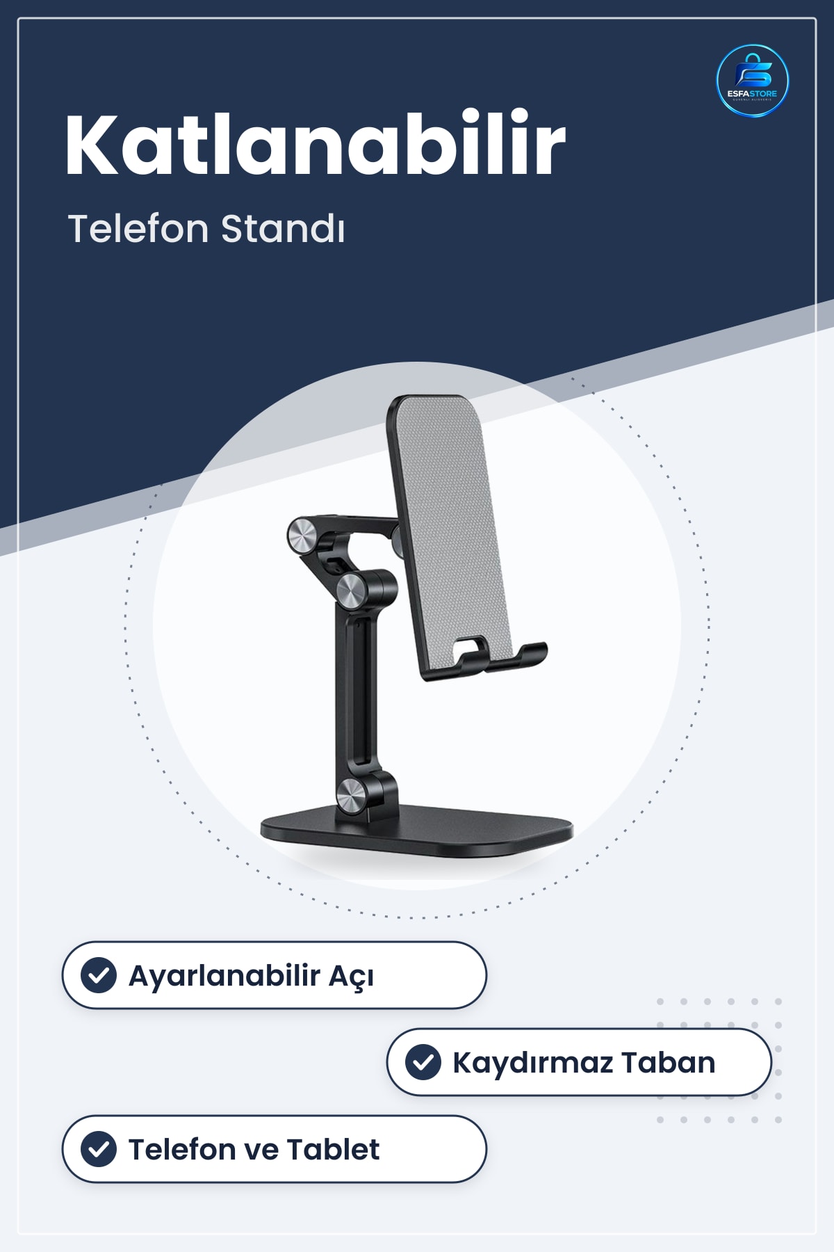 Telefon Tablet Standı Ayarlanabilir Katlanabilir Kaydırmaz Tabanlı Masaüstü Taşınabilir Tutucu