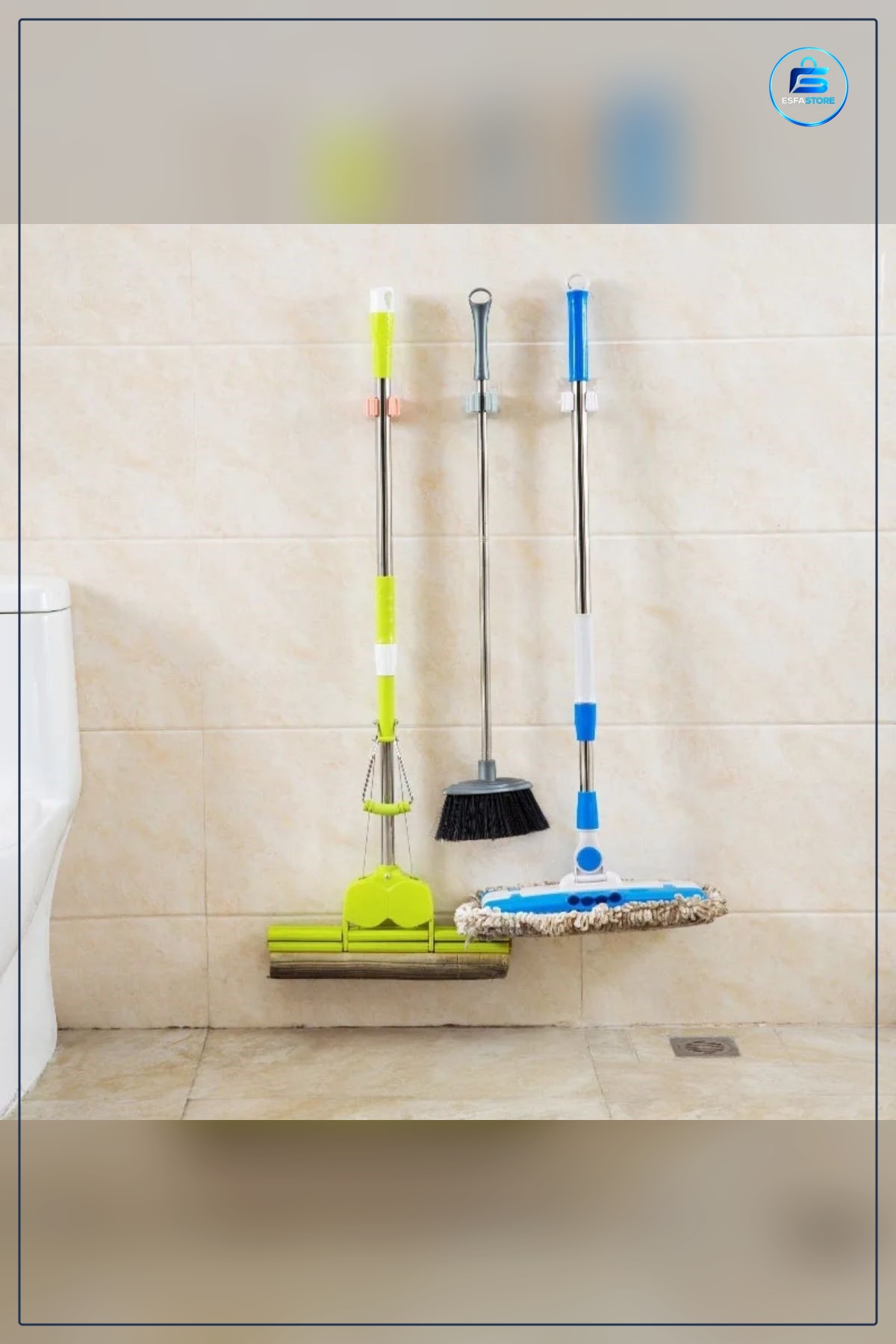 Duvara Yapışkanlı Tekli Mop Tutucu Aparat Sopa Askısı Pratik Temizlik Düzenli Saklama Dayanıklı