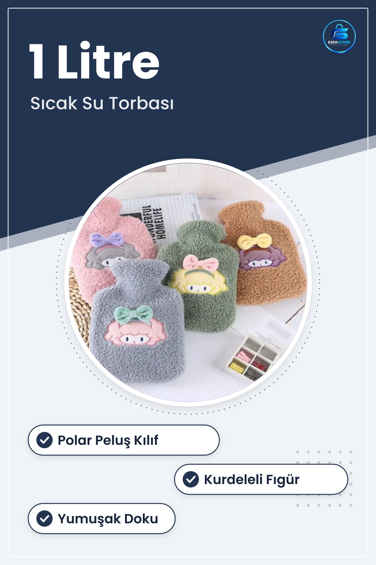 Polar Peluş Kılıflı Sıcak Su Torbası Kurdeleli Saçlı Kız Figürlü Yumuşak Dokulu Soğuk Kış Günleri