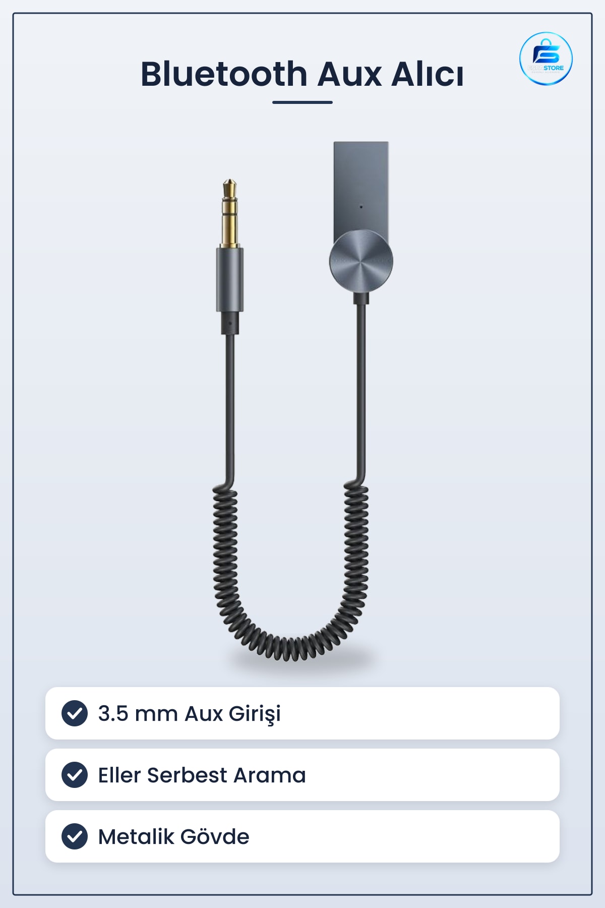 Araba İçin Bluetooth Aux Alıcısı Kablosuz Ses Kiti Eller Serbest Arama Özellikli Pratik Kullanışlı
