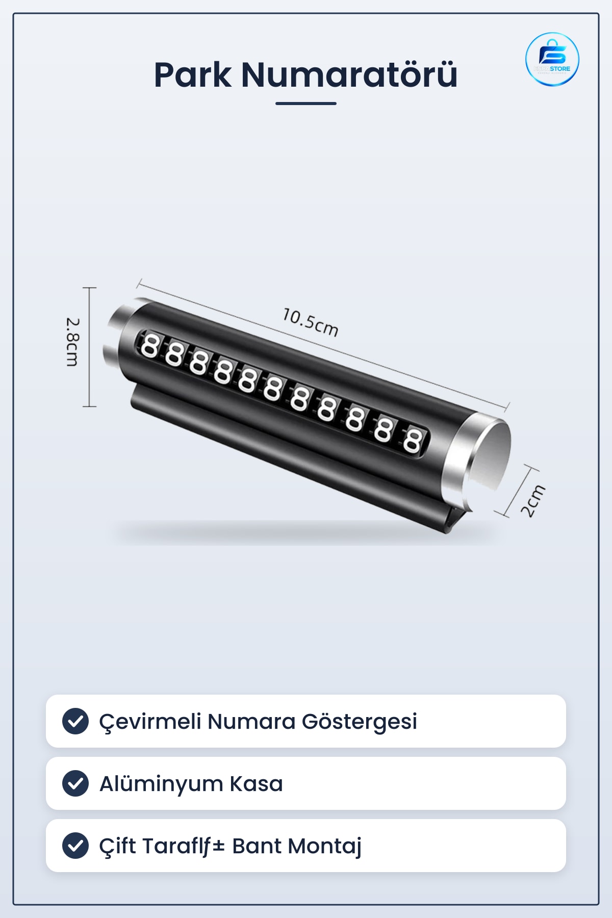 Araç İçi Park Numaratörü Alüminyum Kasa Çevirmeli Telefon Numarası Dayanıklı Kolay Montaj Hediyelik