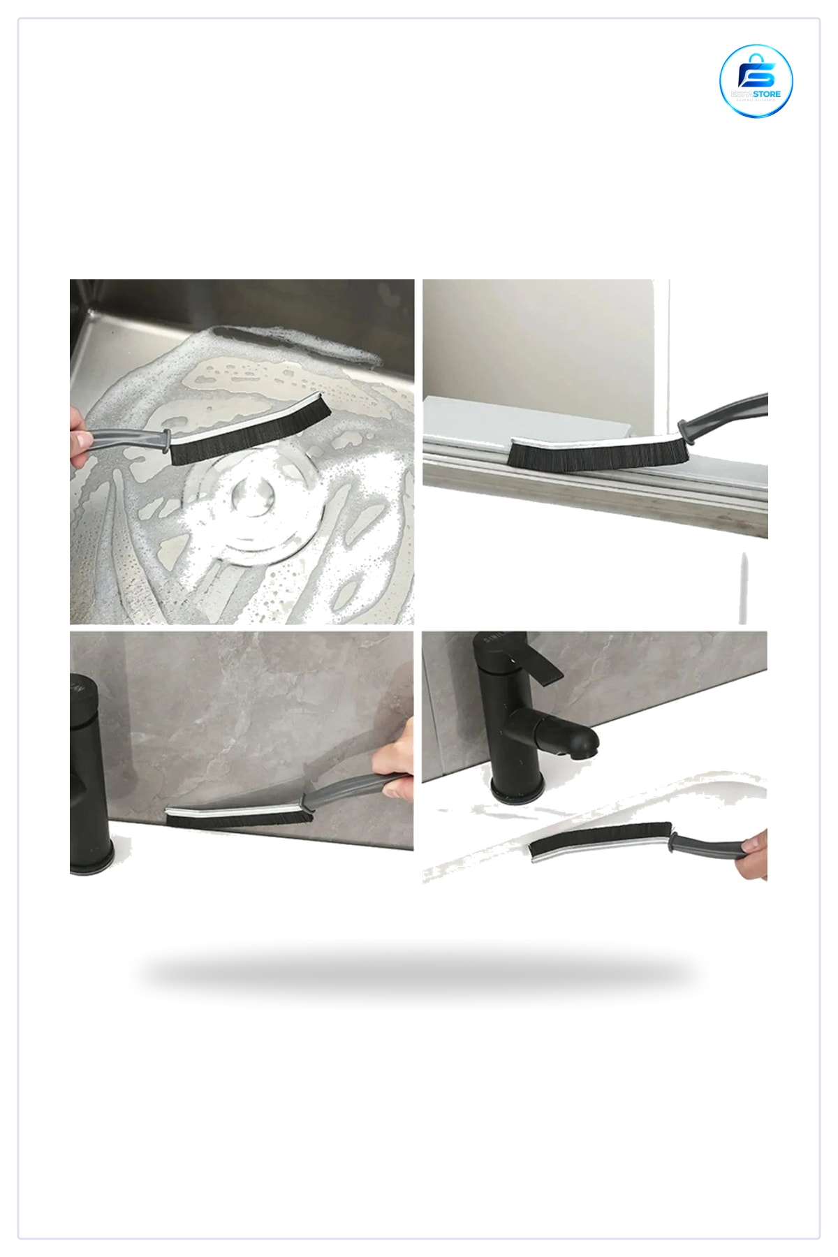Derz Arası Temizlik Fırçası Banyo Mutfak Lavabo Temizleme İnce Kıllı Ergonomik Sapıyla Dayanıklı