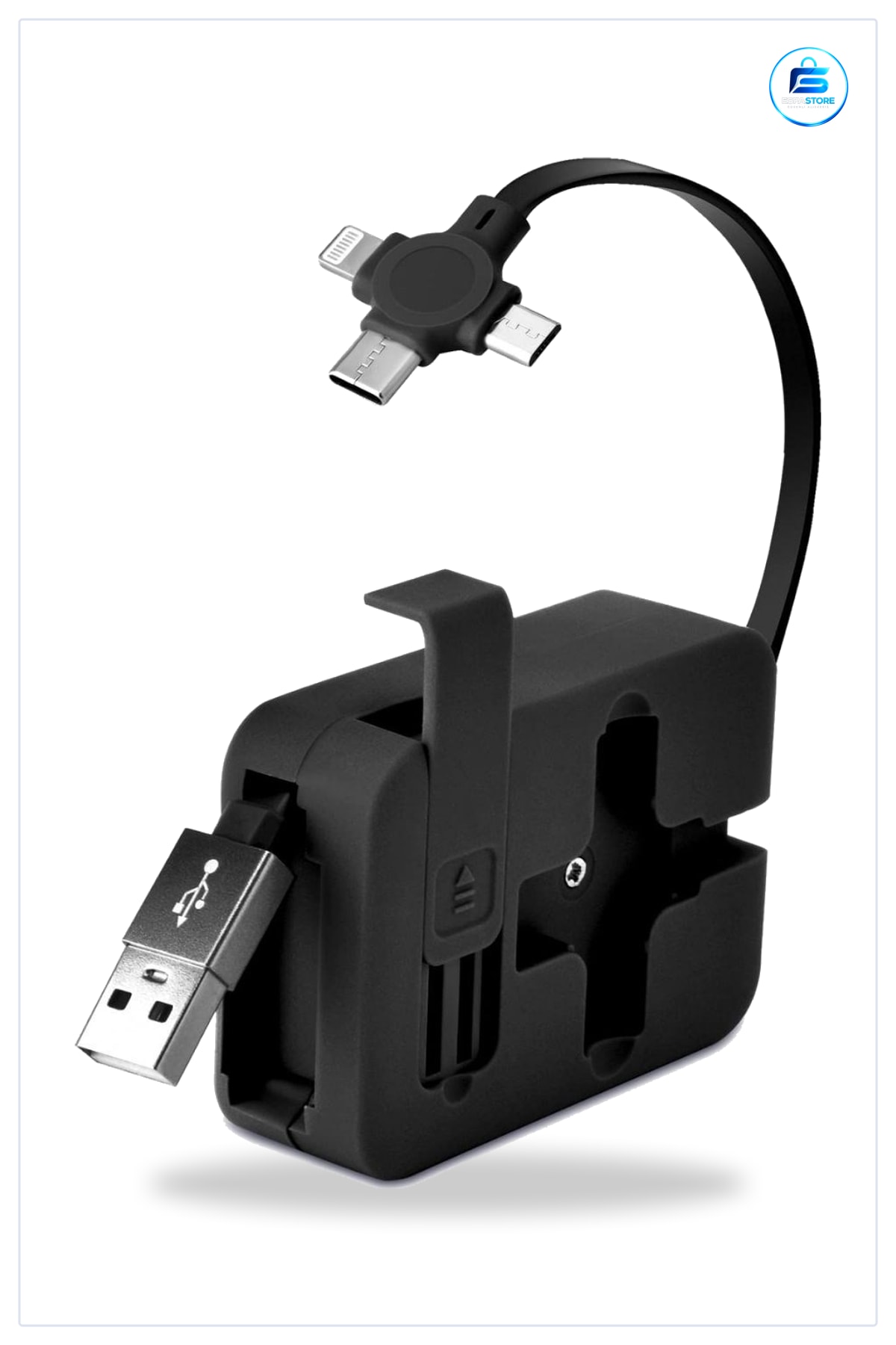 Cep Tipi Telefon Tutuculu Makaralı Uzayıp Kısalabilen Üçü Bir Arada USB Şarj Kablosu Pratik