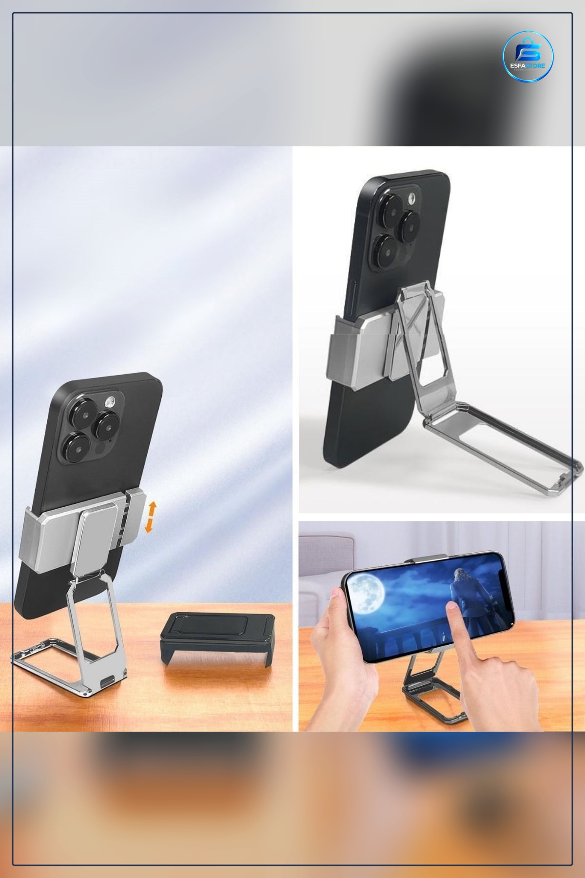 Metal Telefon Standı Döner Tutucu Akıllı Telefonlara Uyumlu Kaymaz Tabanlı Ayarlanabilir Masaüstü