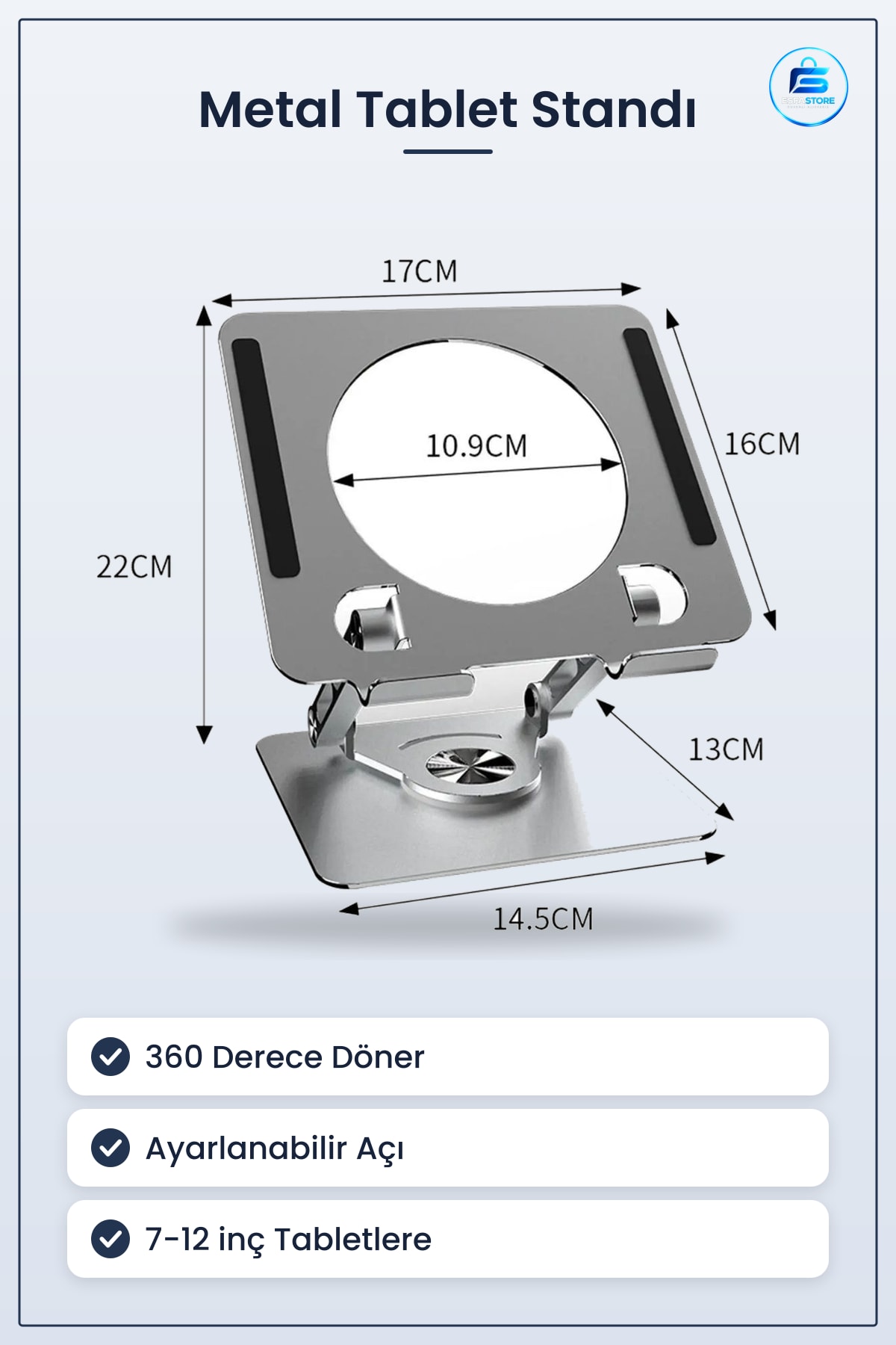 Dayanıklı Metal Tablet Standı Masaüstü Döner Başlıklı Ayarlanabilir Yükseltilmiş Ergonomik Tutucu