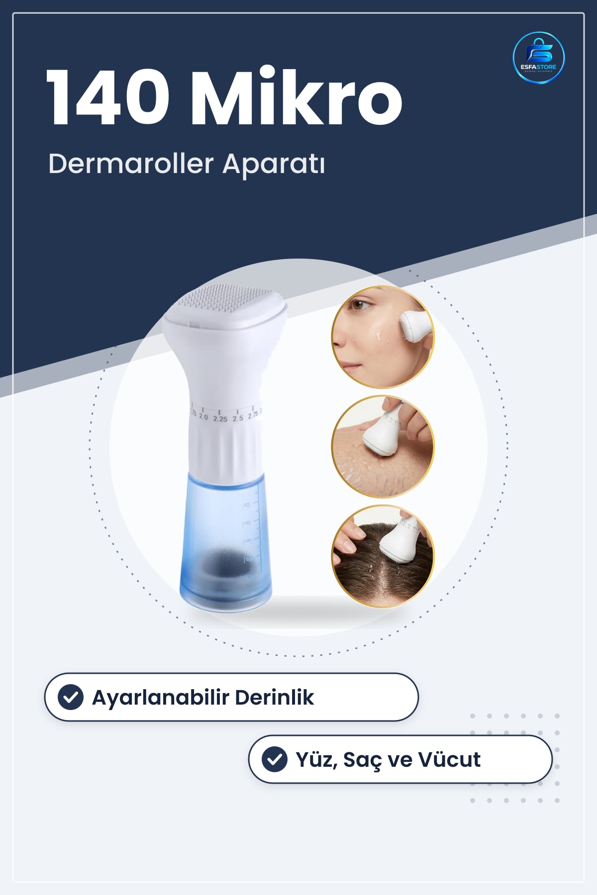 Serum Hazneli Mikro İğneli Dermaroller Saç Cilt Vücut Bakım Aparatı Ayarlanabilir Kullanışlı