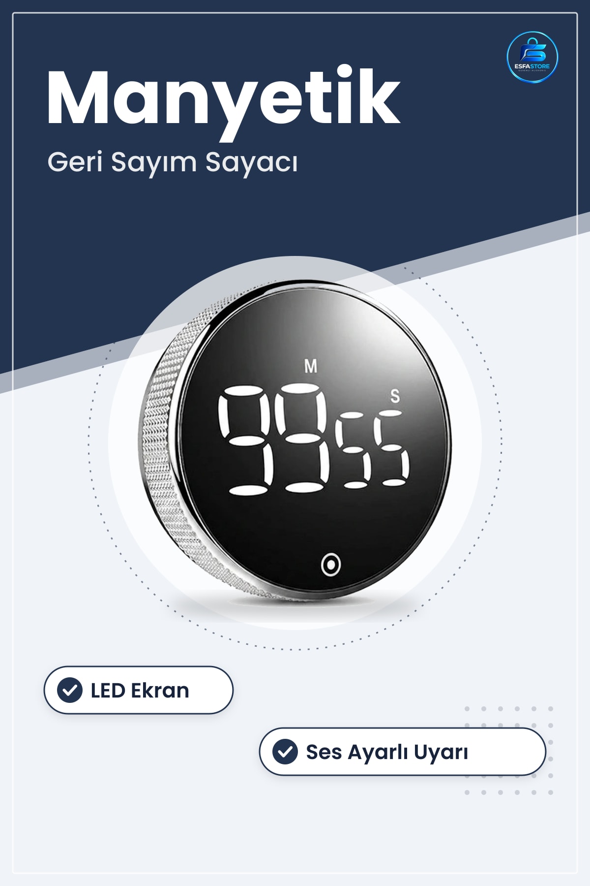 Manyetik Dijital Mutfak Zamanlayıcısı LED Ekranlı Ses Ayarlı Döner Geri Sayım Sayacı Kullanışlı