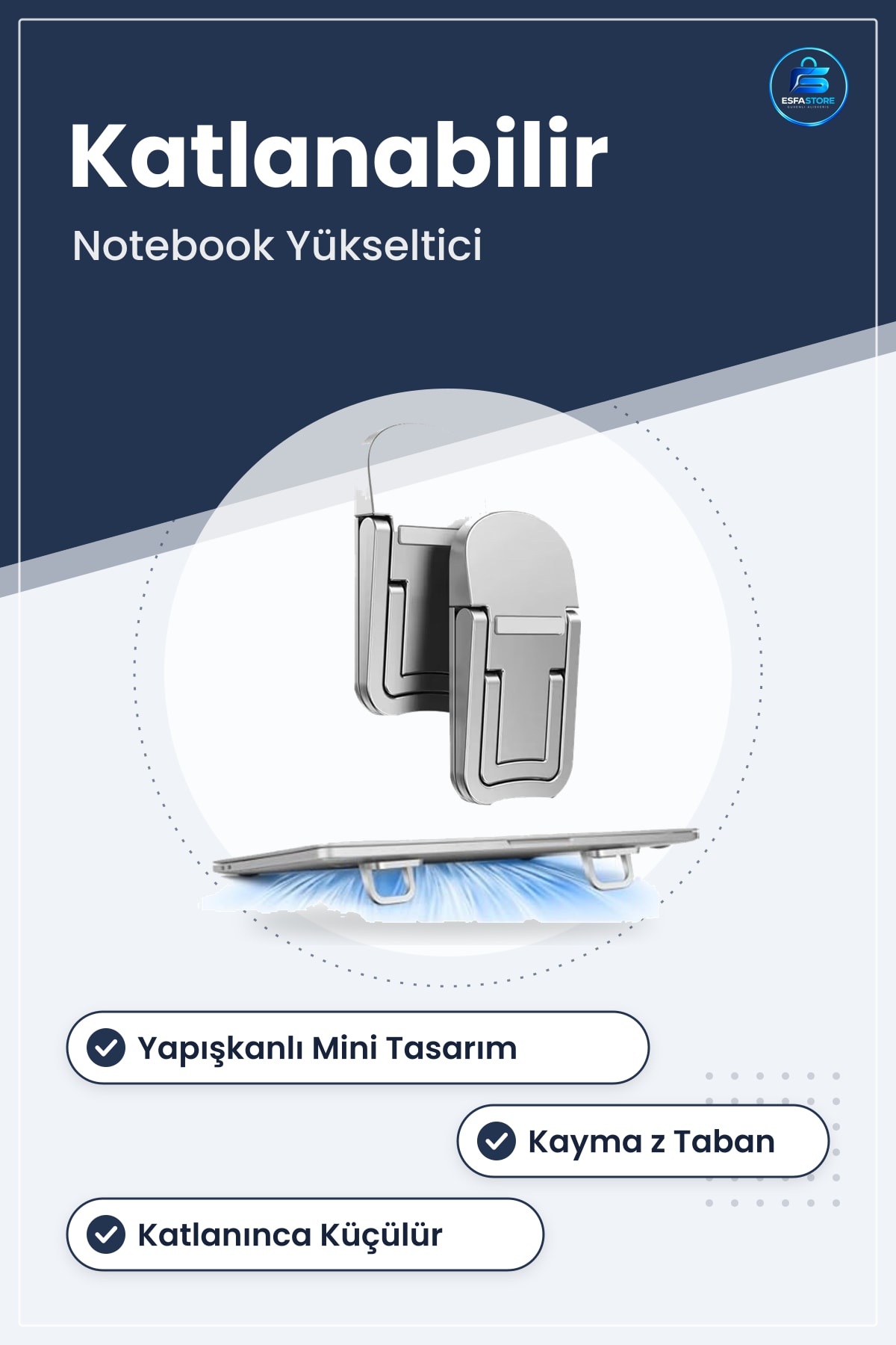Katlanabilir Laptop Standı Yapışkanlı Mini Notebook Yükseltici Kaymaz Taşınabilir Ergonomik Ayak