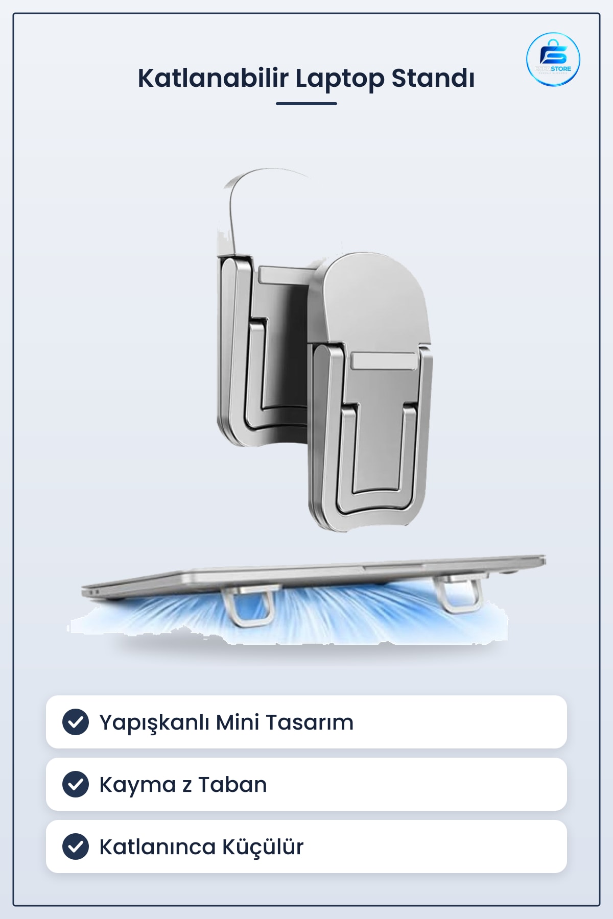 Katlanabilir Laptop Standı Yapışkanlı Mini Notebook Yükseltici Kaymaz Taşınabilir Ergonomik Ayak