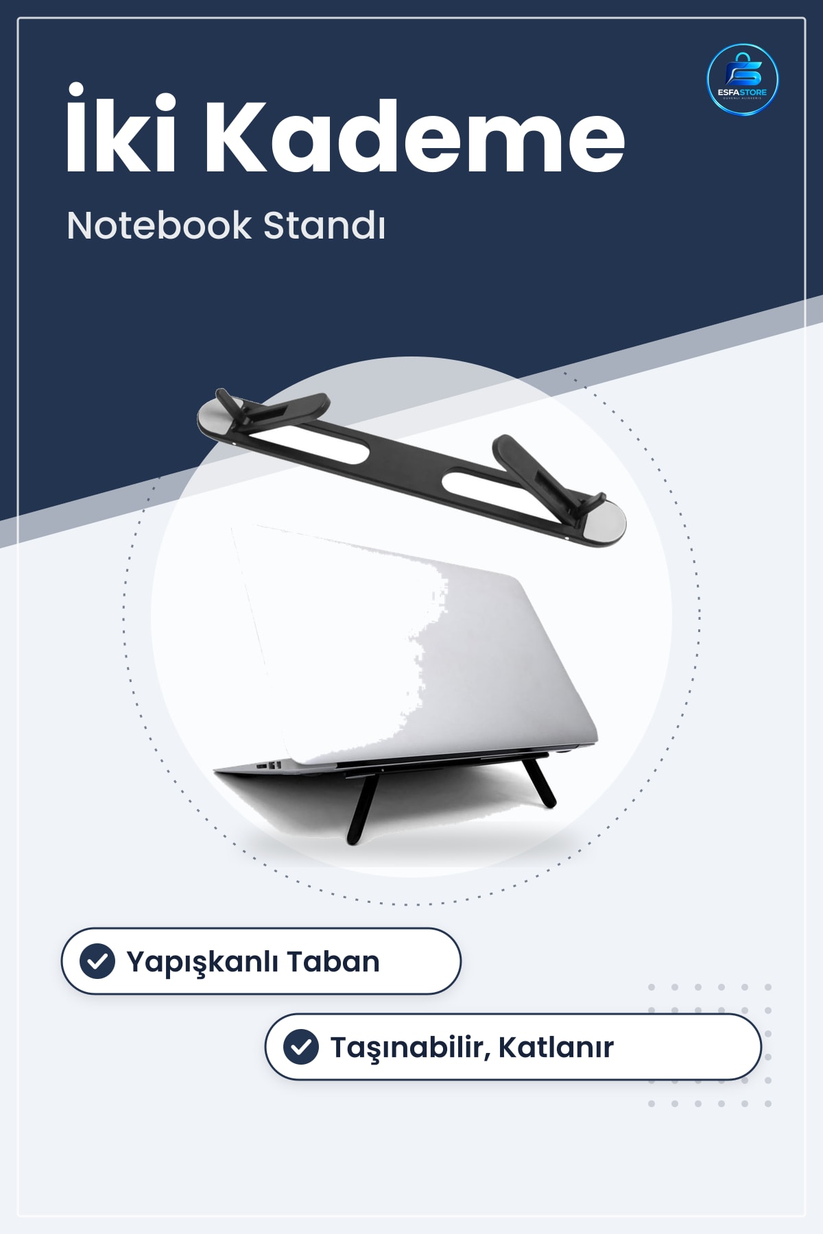Katlanabilir Laptop Standı İki Kademeli Ergonomik Tablet Yükseltici Taşınabilir Dayanıklı Pratik