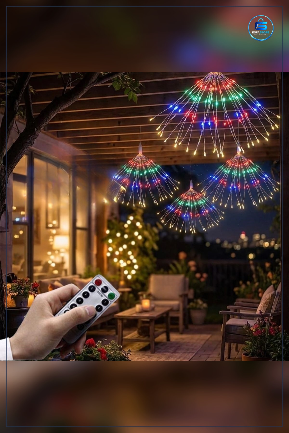 Açılır Fiber LED Işık Seti Havai Fişek Efektli Kumandalı USB Kablolu Dekoratif Lamba Hediyelik