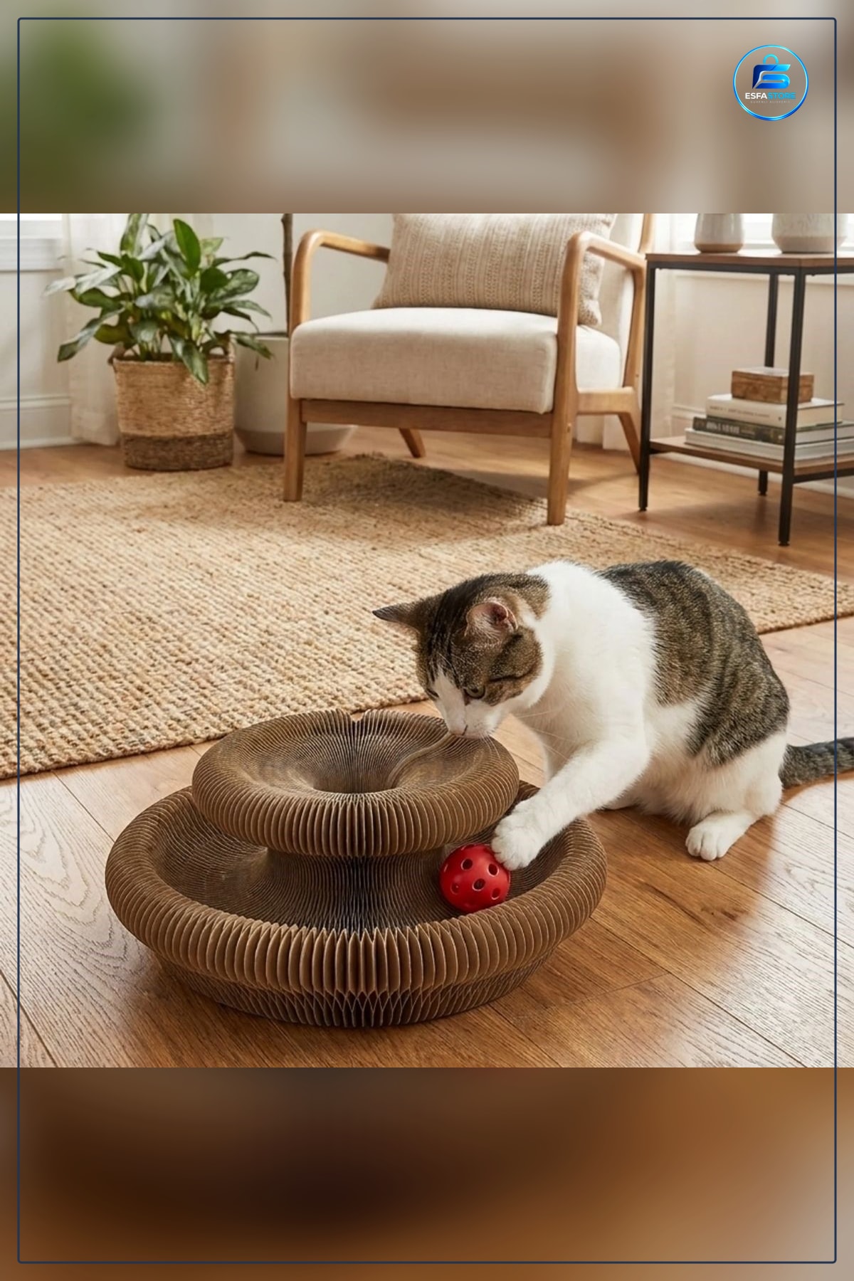 Akordiyon Karton Kedi Tırmalama Oyuncağı Mıknatıslı Katlanabilir Etkileşimli Pençe Tahtası