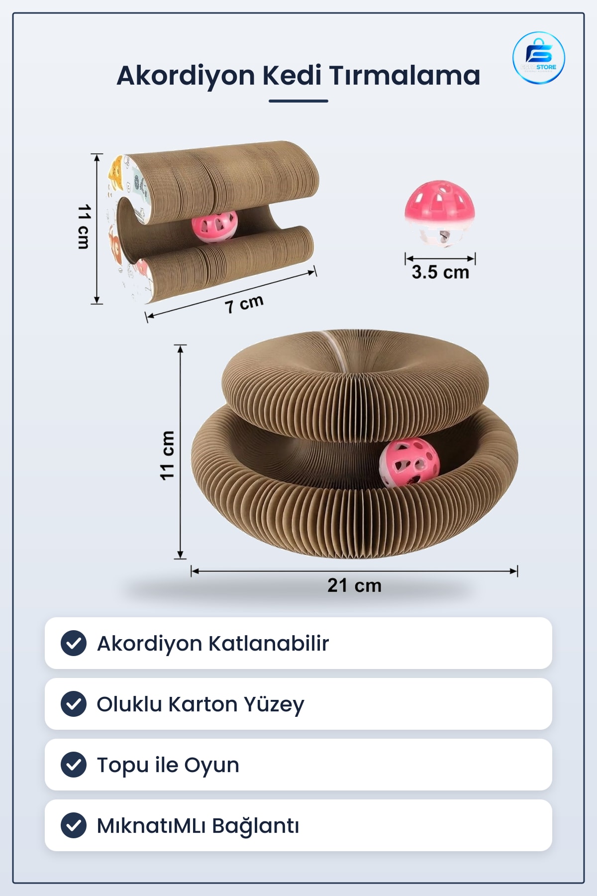 Akordiyon Karton Kedi Tırmalama Oyuncağı Mıknatıslı Katlanabilir Etkileşimli Pençe Tahtası