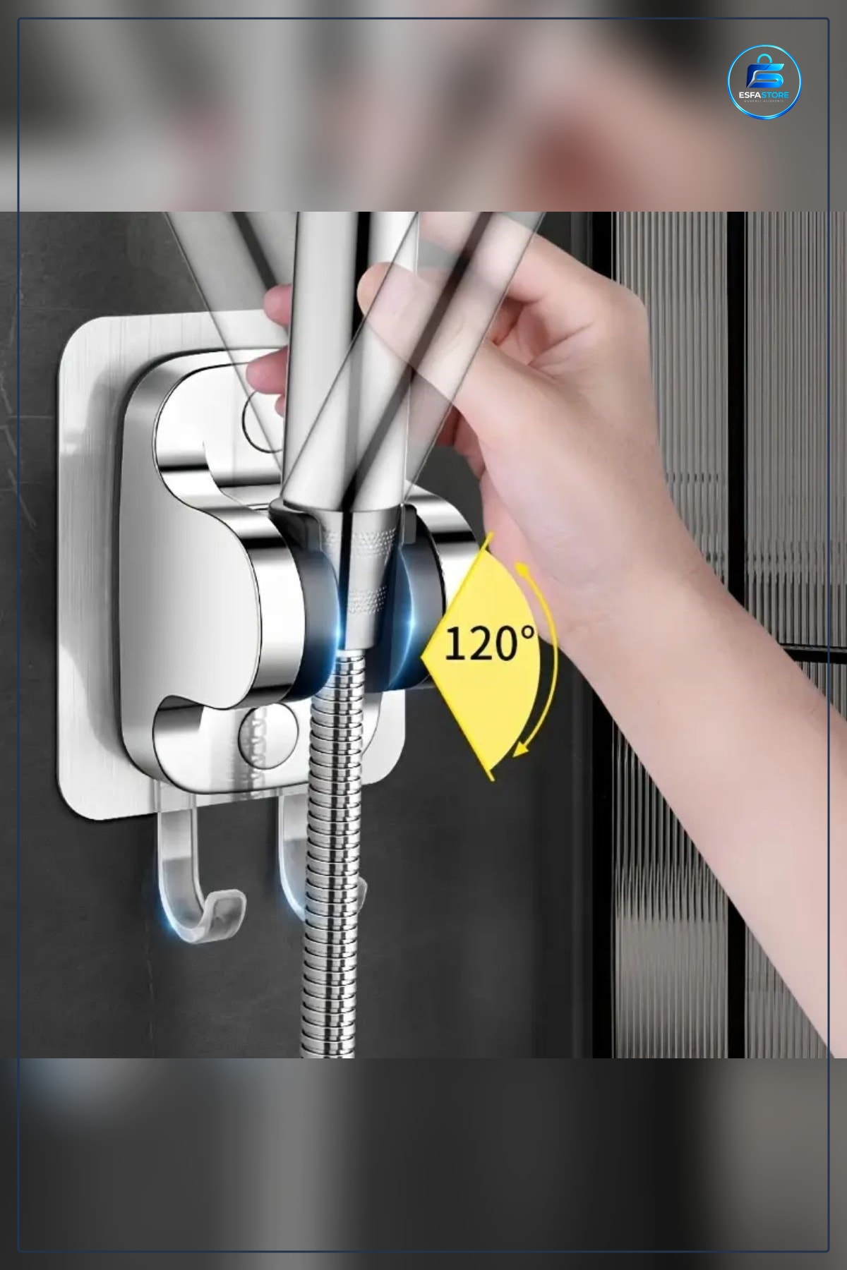 Duş Başlığı Tutucu Yapışkanlı Askılı Ayarlanabilir Delmesiz Montaj Banyo Duvar Askısı Pratik