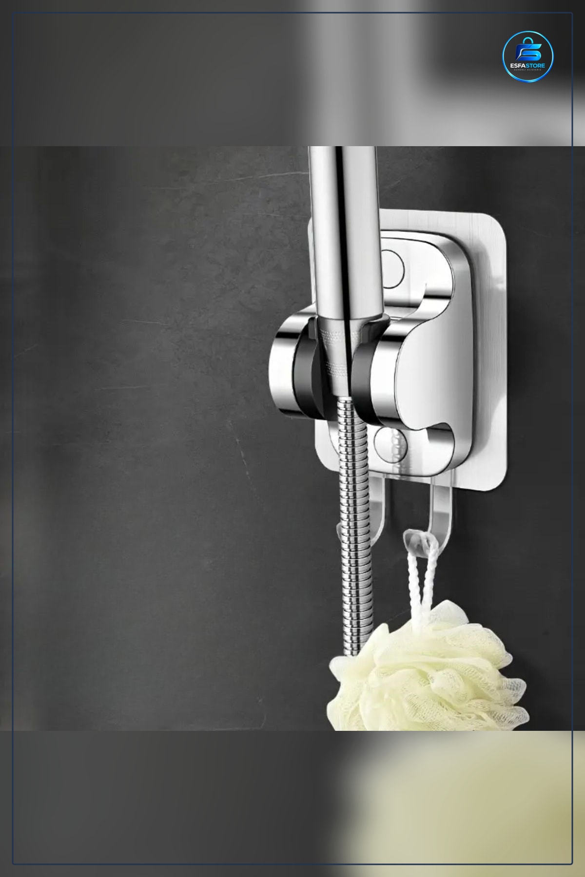 Duş Başlığı Tutucu Yapışkanlı Askılı Ayarlanabilir Delmesiz Montaj Banyo Duvar Askısı Pratik