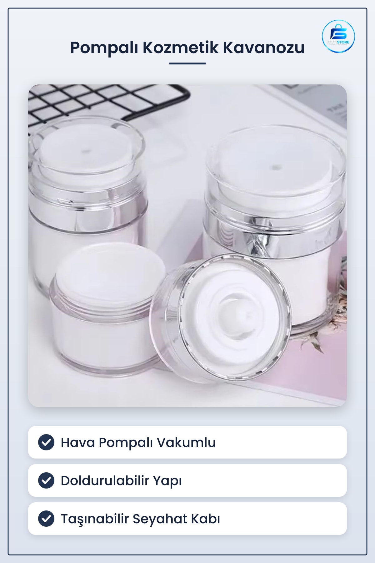 Hava Pompalı Doldurulabilir Vakumlu Kozmetik Şişesi Fondöten Serum Seyahat Kabı Taşınabilir