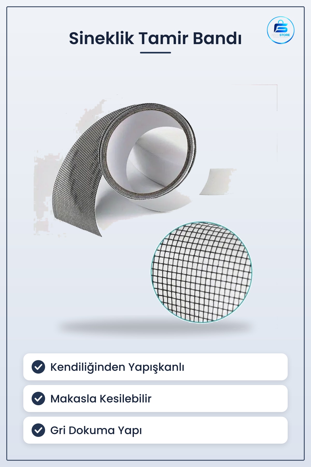 Pencere Sineklik Tamir Bandı 2 mt x 5 cm Yapışkanlı Böcek Önleyici Yama Şeridi Hızlı Onarım