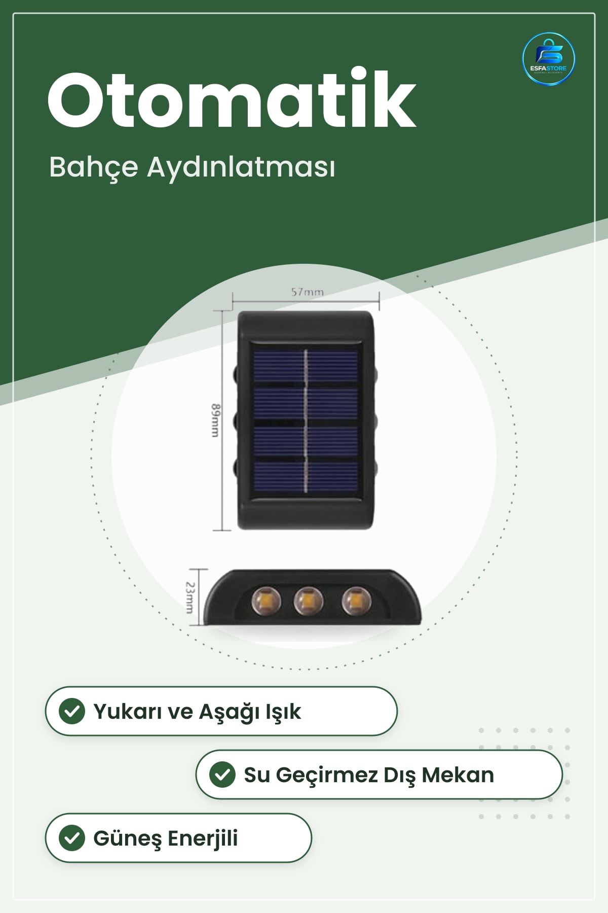 Güneş Enerjili Duvar Aplik Led Dekoratif Dış Mekan Aydınlatma Sensörlü Su Geçirmez Bahçe Lambası