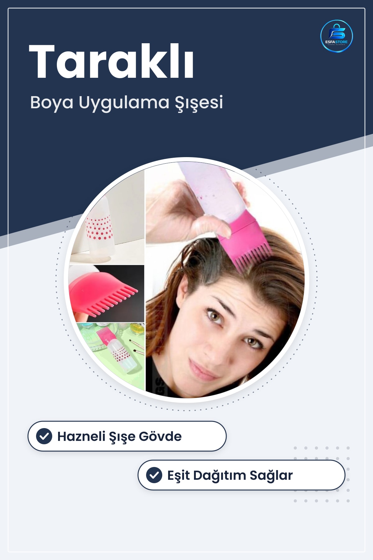 Taraklı Saç Boyama Aparatı Hazneli Bakım Yağı Uygulama Şişesi Kullanışlı Pratik Dayanıklı