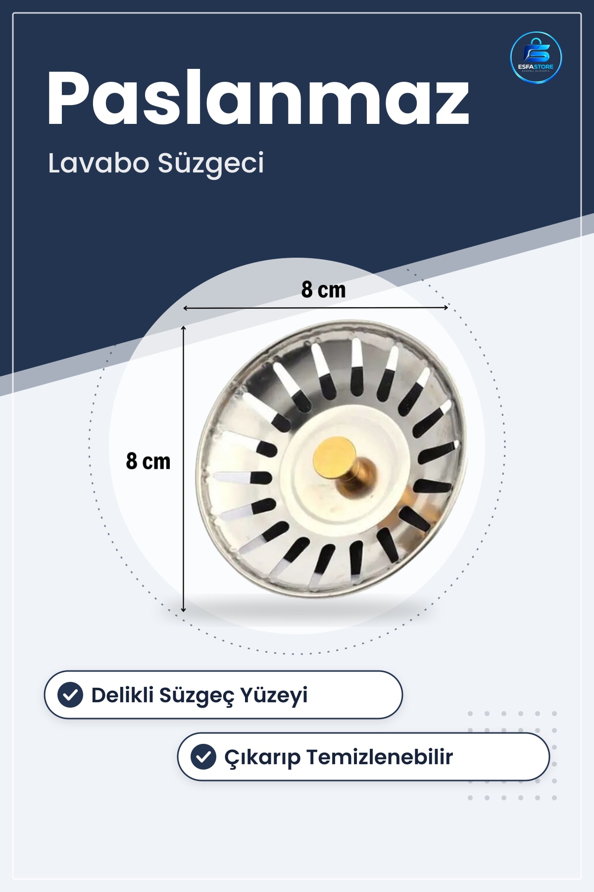 Paslanmaz Çelik Mutfak Evye Lavabo Süzgeci Gider Tıpası Tıkanıklık Önleyici Dayanıklı Pratik