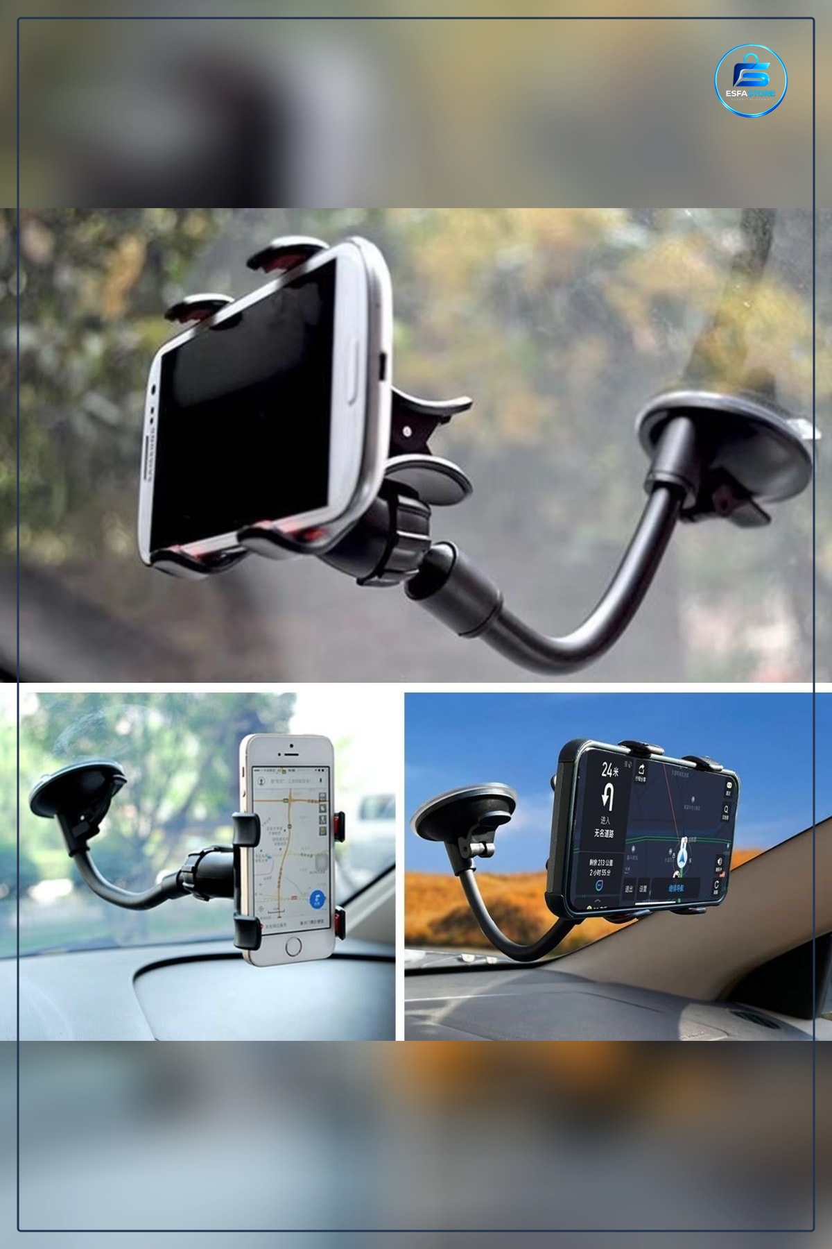 Araç Telefon Tutucu Akrobat Kollu Güçlü Vakumlu Döner Evrensel Uyumlu Oto Cam Montajlı Pratik