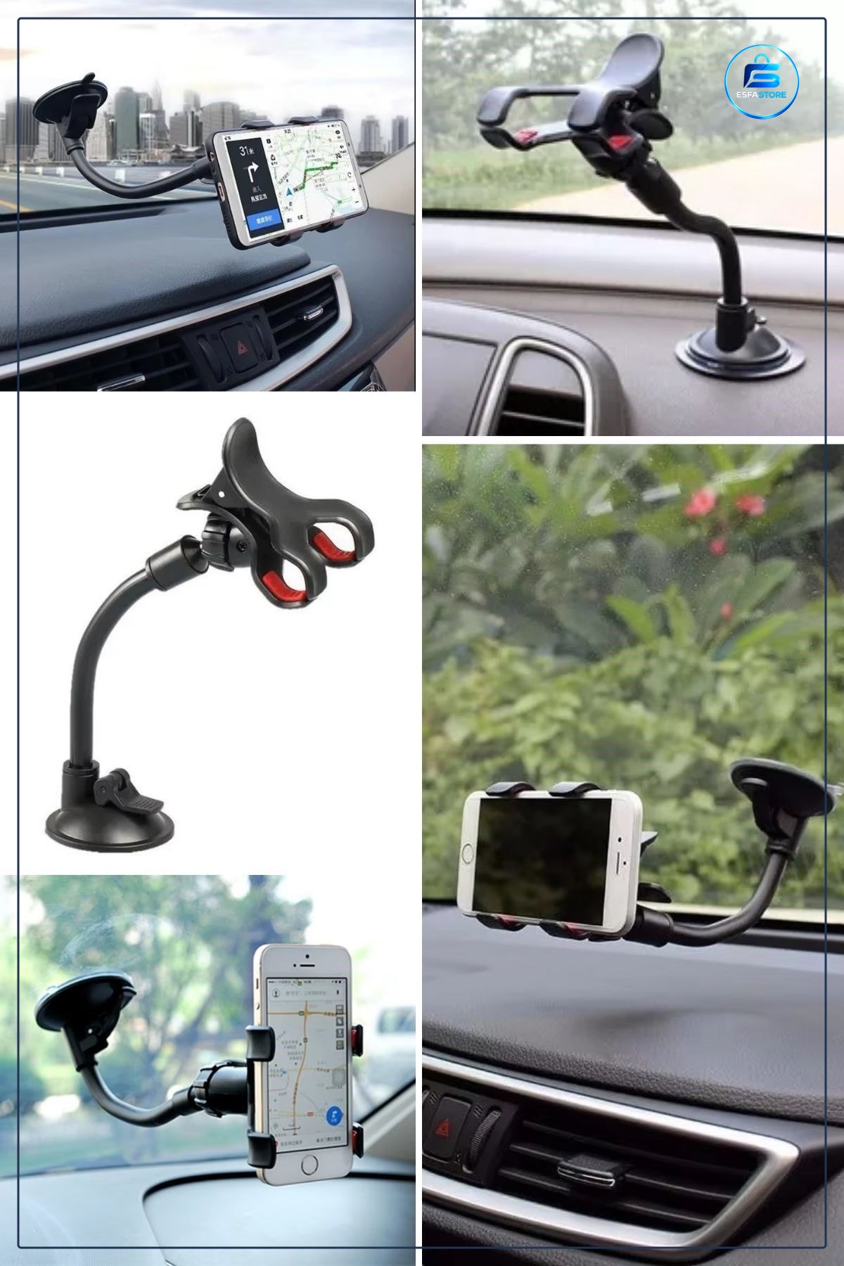 Araç Telefon Tutucu Akrobat Kollu Güçlü Vakumlu Döner Evrensel Uyumlu Oto Cam Montajlı Pratik