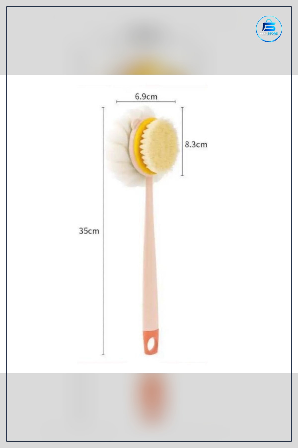 Banyo Sırt Fırçası Uzun Saplı Çift Taraflı Lifli Peeling Etkili Ergonomik Kaymaz Sap Dayanıklı