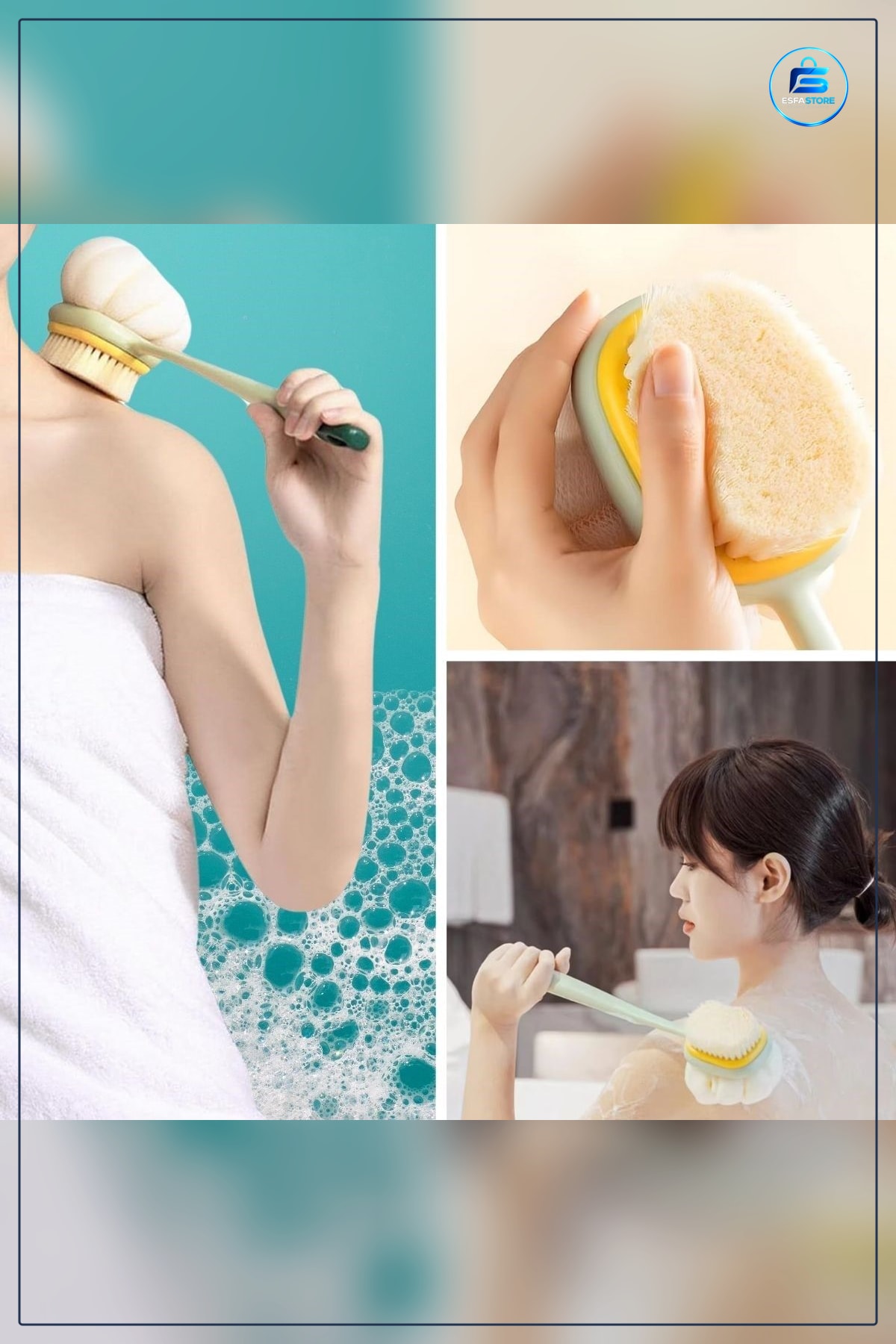 Banyo Sırt Fırçası Uzun Saplı Çift Taraflı Lifli Peeling Etkili Ergonomik Kaymaz Sap Dayanıklı