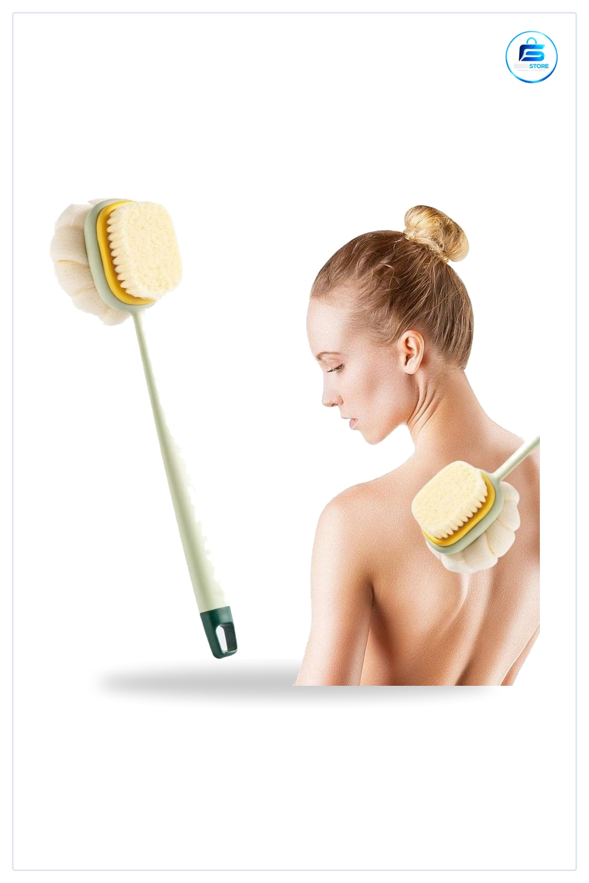 Banyo Sırt Fırçası Uzun Saplı Çift Taraflı Lifli Peeling Etkili Ergonomik Kaymaz Sap Dayanıklı