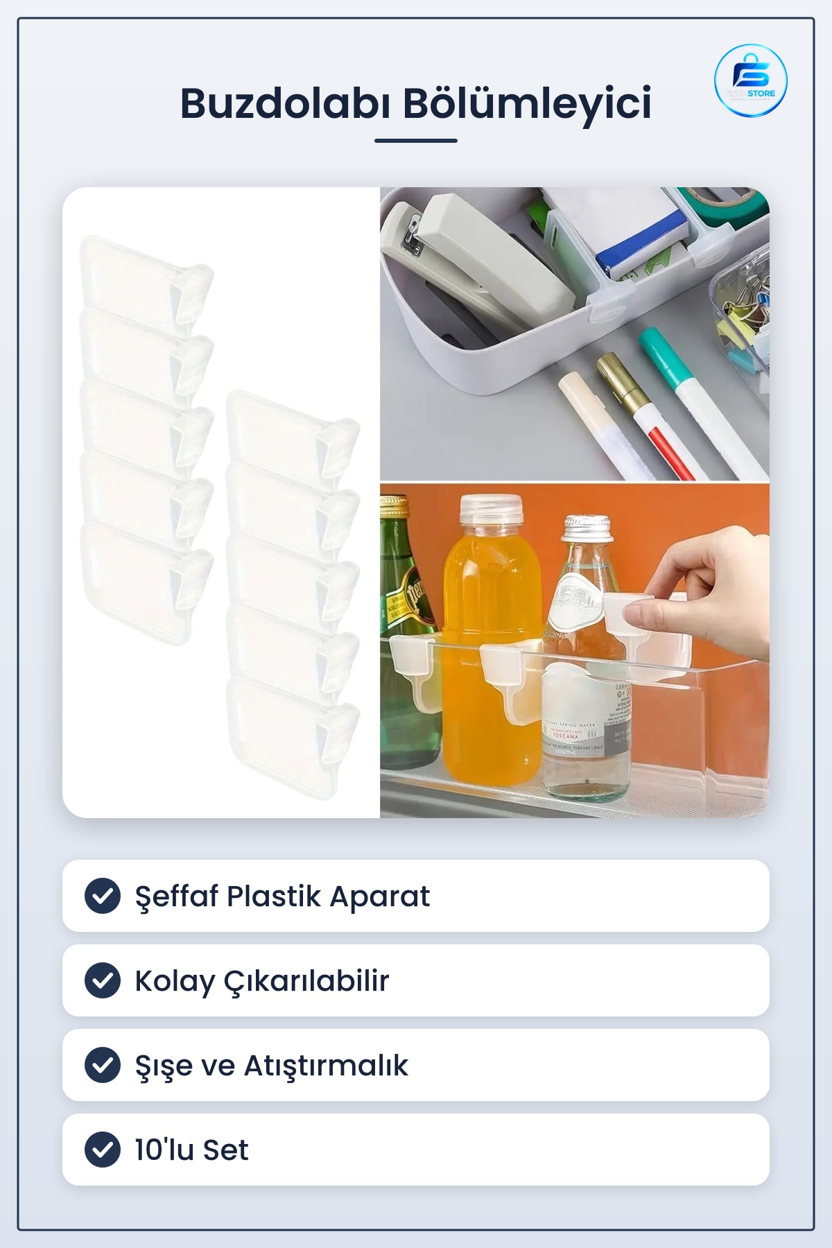 Buzdolabı Yan Kapı Düzenleyici Şeffaf Dolap İçi Bölümleyici Aparat Mutfak Organizeri Pratik