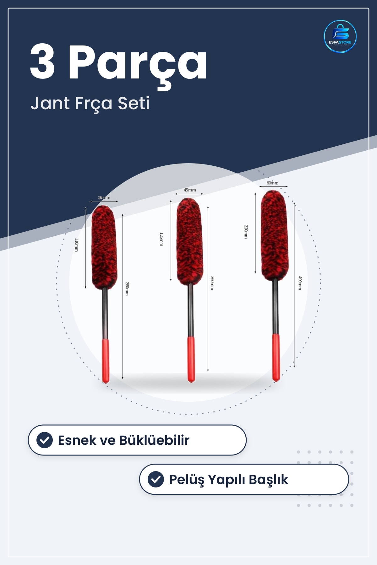 Oto Jant ve Egzoz Temizleme Fırçası Esnek Peluş Detaylı Temizlik Seti Dayanıklı Pratik Hediyelik