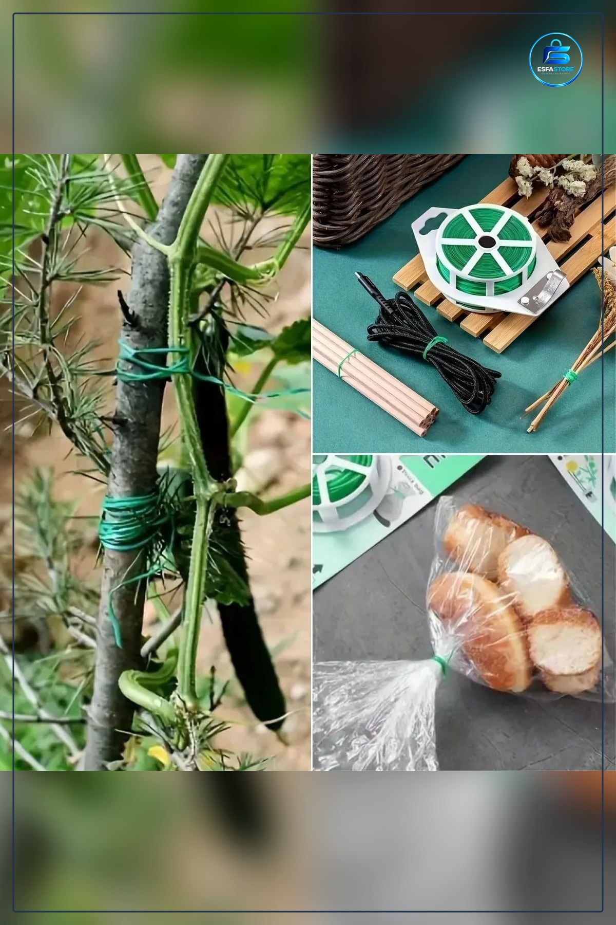 Bitki Bağlama Teli Kendiliğinden Kesici Bıçaklı Sakı Sabitleme Dayanıklı Bahçe Destek Aksesuarı
