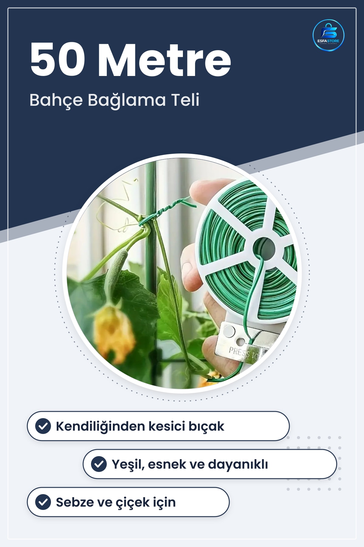 Bitki Bağlama Teli Kendiliğinden Kesici Bıçaklı Sakı Sabitleme Dayanıklı Bahçe Destek Aksesuarı