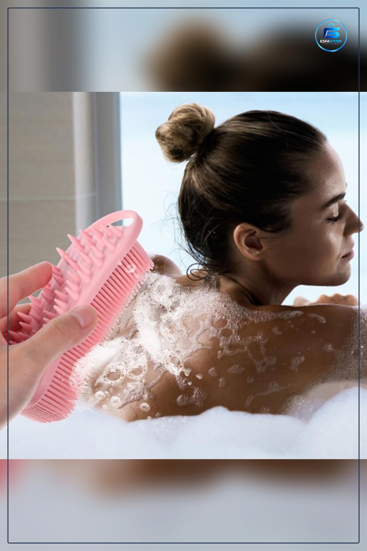 Silikon Banyo Vücut Fırçası Kendiliğinden Askılı Peeling ve Masaj Etkili Ergonomik Sap Kullanım