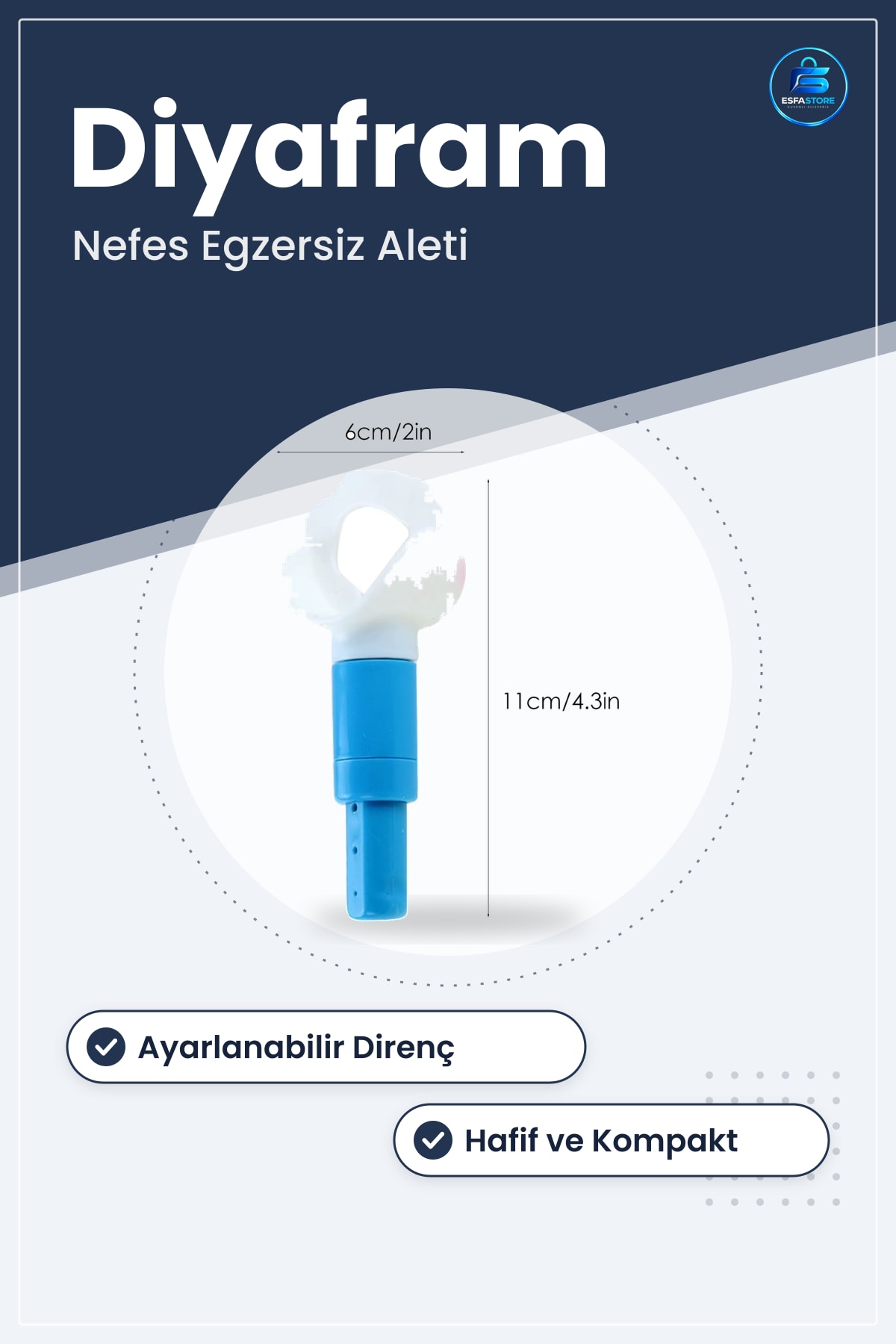 Taşınabilir Solunum Egzersiz Aparatı Diyafram Nefes Eğitmeni Hafif Kompakt Evde Ofiste Kullanım